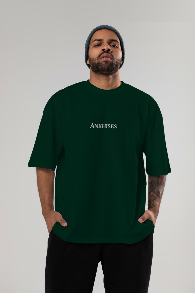 Ankhises Yazılı Siyah ön Baskılı Oversize t-shirt Bisiklet Yaka %100 Pamuk Unisex - Cilexi