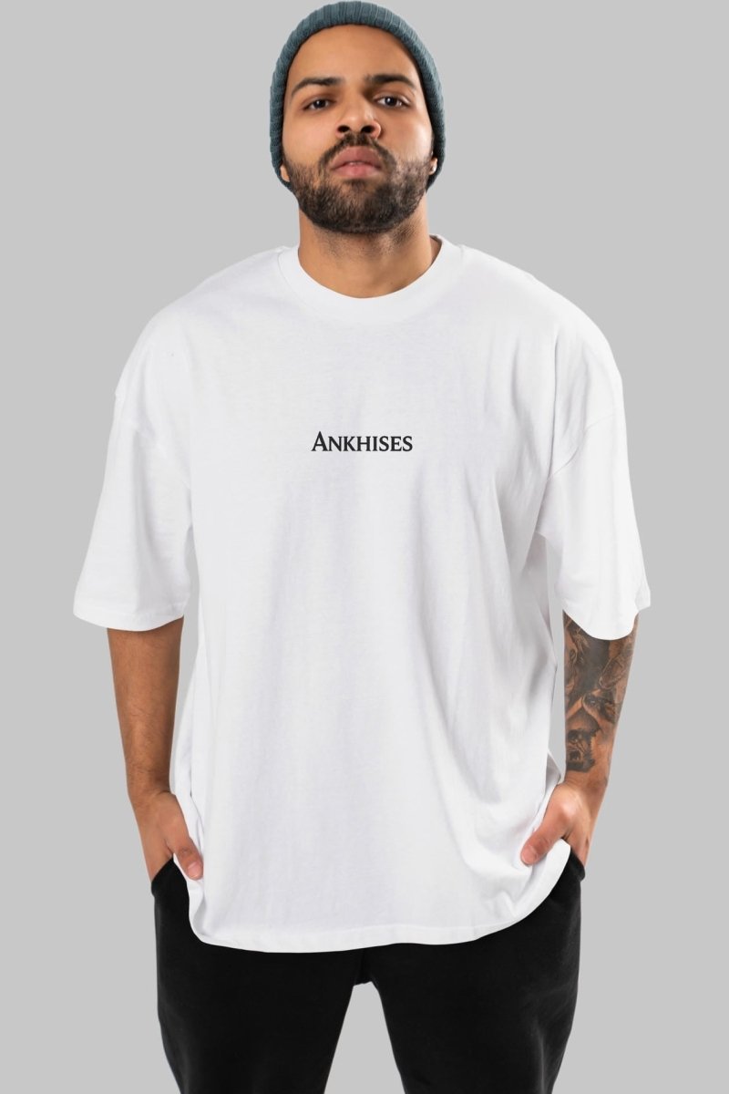 Ankhises Yazılı Siyah ön Baskılı Oversize t-shirt Bisiklet Yaka %100 Pamuk Unisex - Cilexi