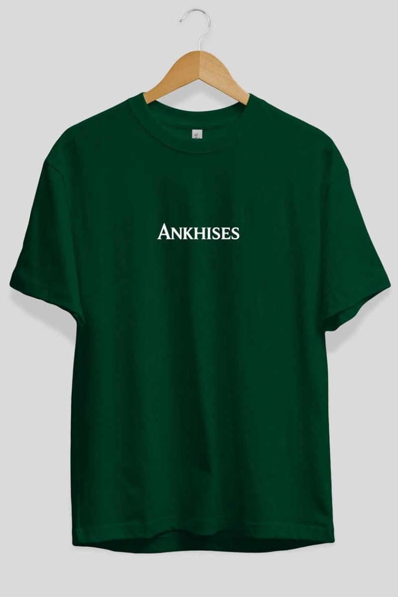 Ankhises Yazılı Siyah ön Baskılı Oversize t-shirt Bisiklet Yaka %100 Pamuk Unisex - Cilexi