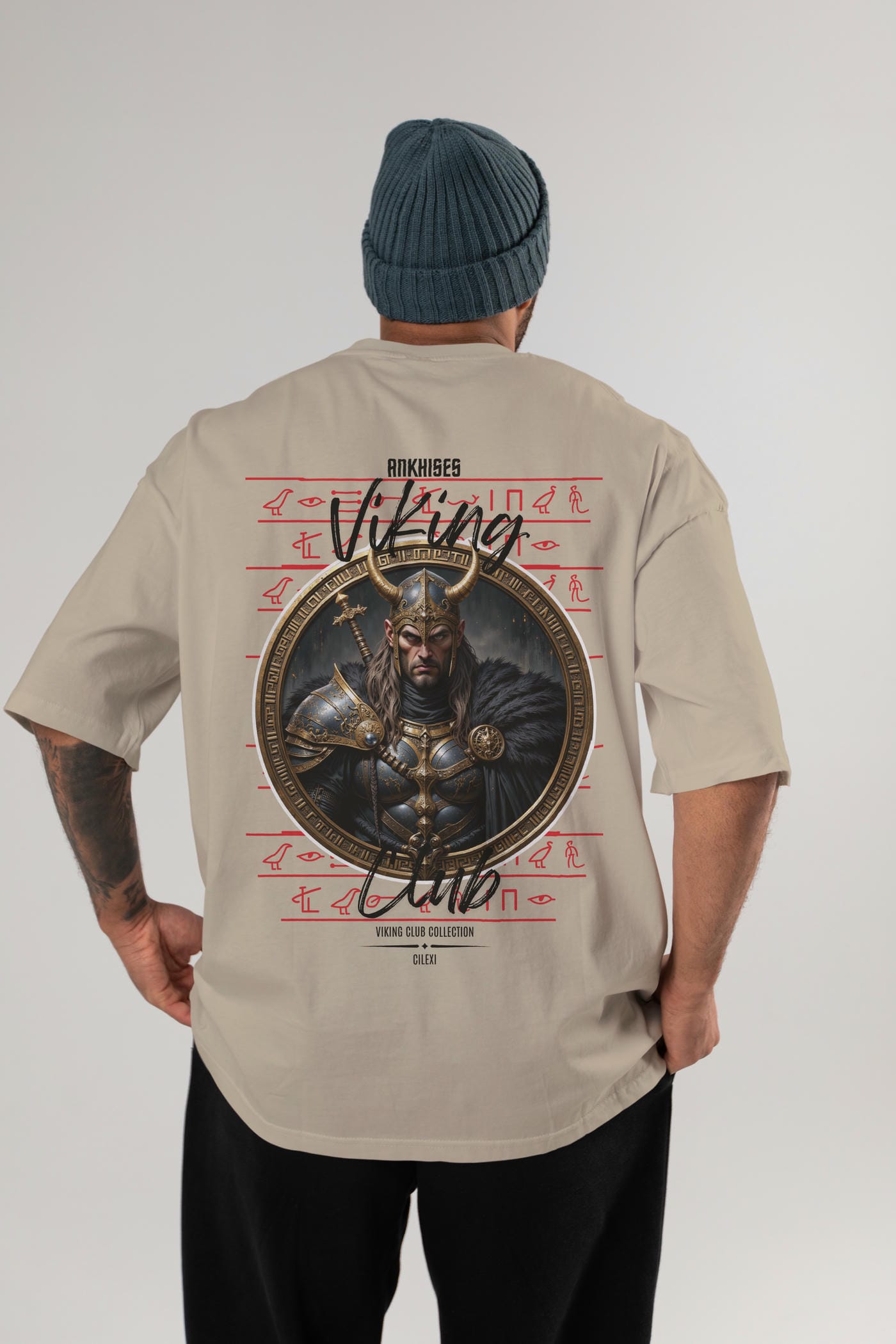 Viking Mitolojisi Serisi 21 Arka Baskılı Oversize t-shirt Erkek Kadın %100 Pamuk Bisiklet Yaka tişort