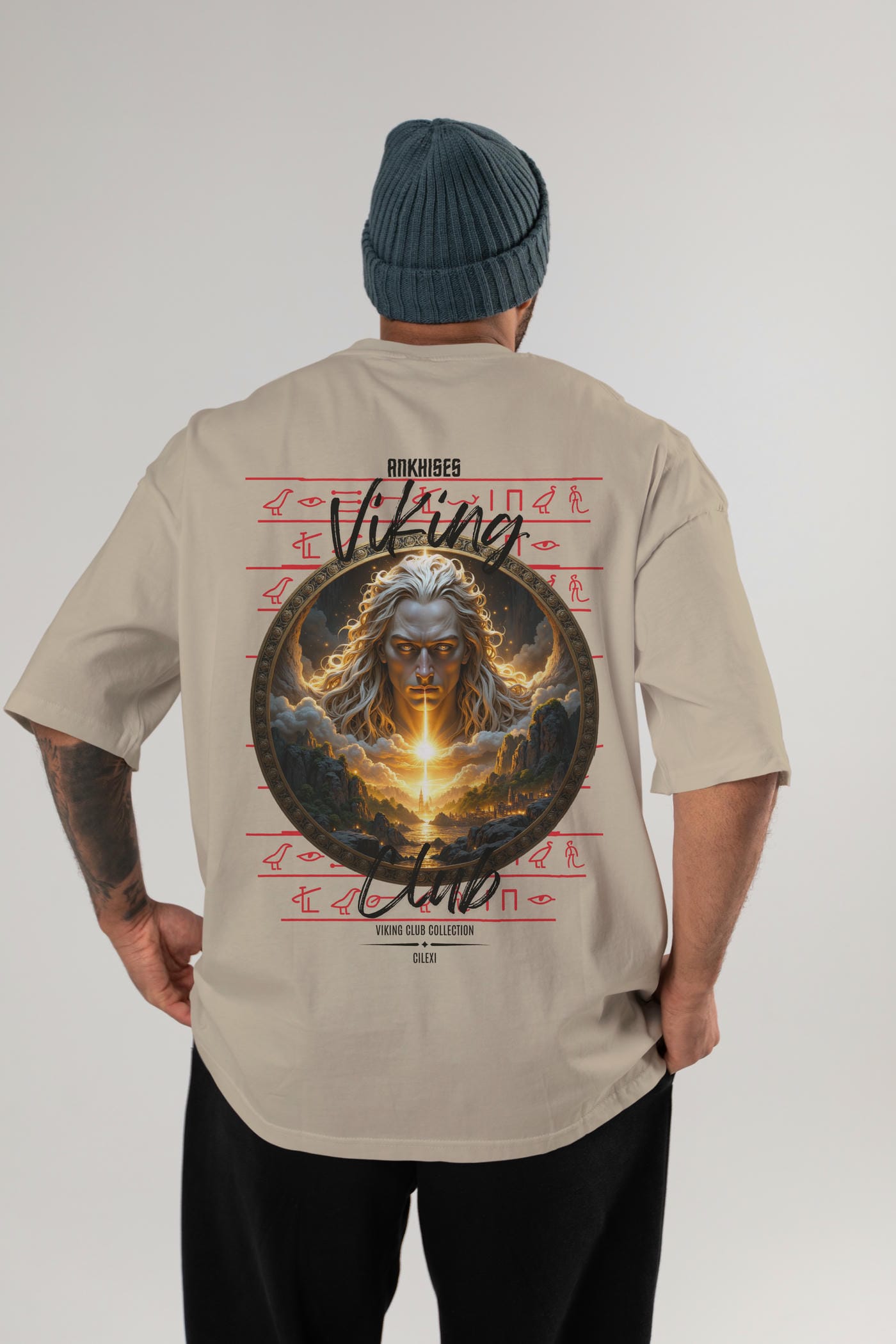 Viking Mitolojisi Serisi 15 Arka Baskılı Oversize t-shirt Erkek Kadın %100 Pamuk Bisiklet Yaka tişort