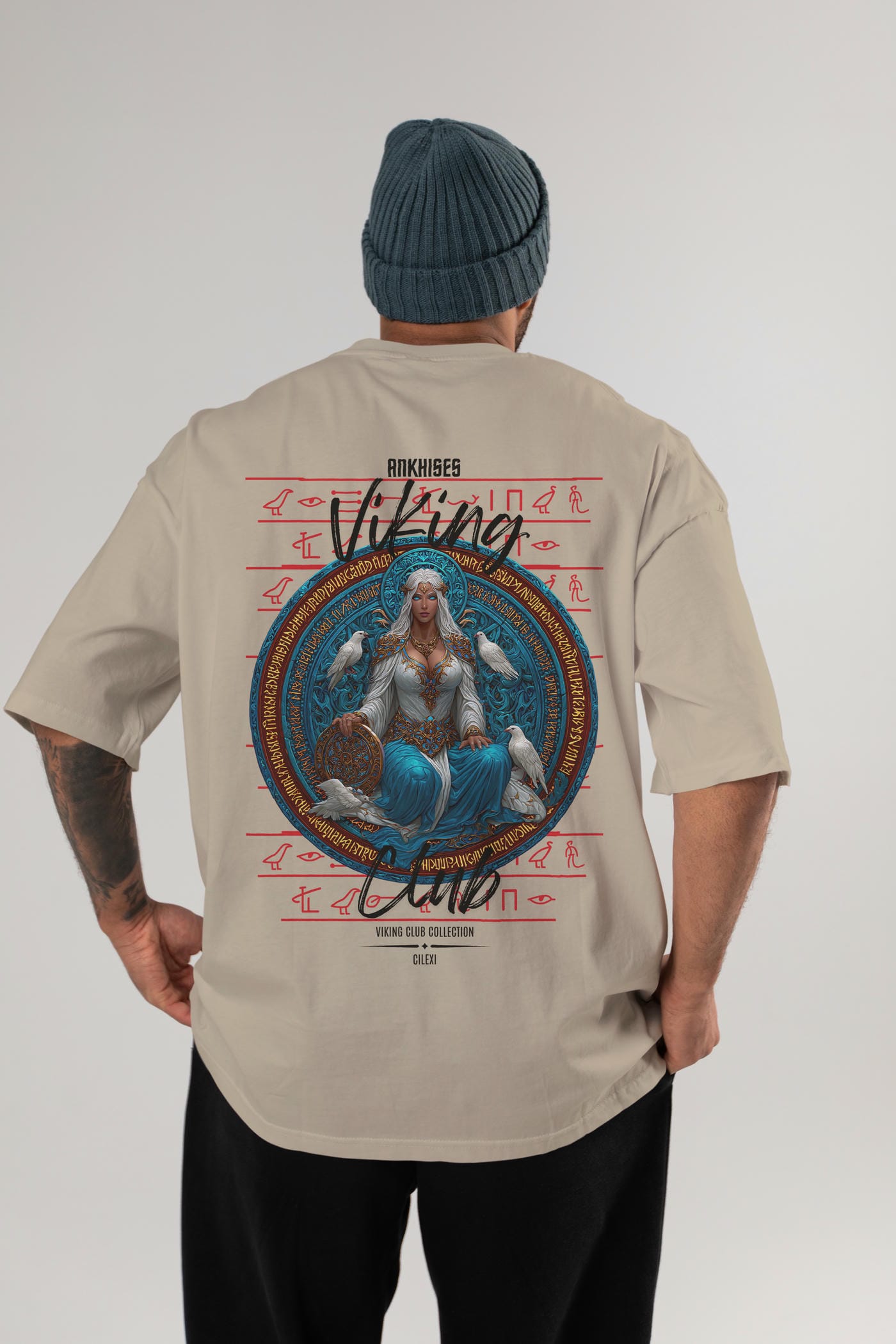 Frigg Baskılı Oversize t-shirt Erkek Kadın %100 Pamuk Bisiklet Yaka tişort