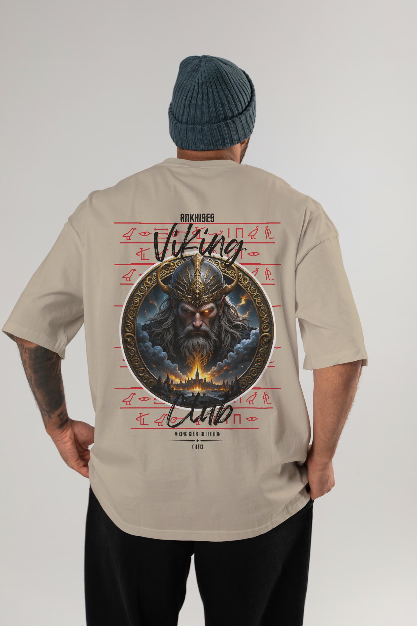 Odin 2 Arka Baskılı Oversize t-shirt Erkek Kadın %100 Pamuk Bisiklet Yaka tişort