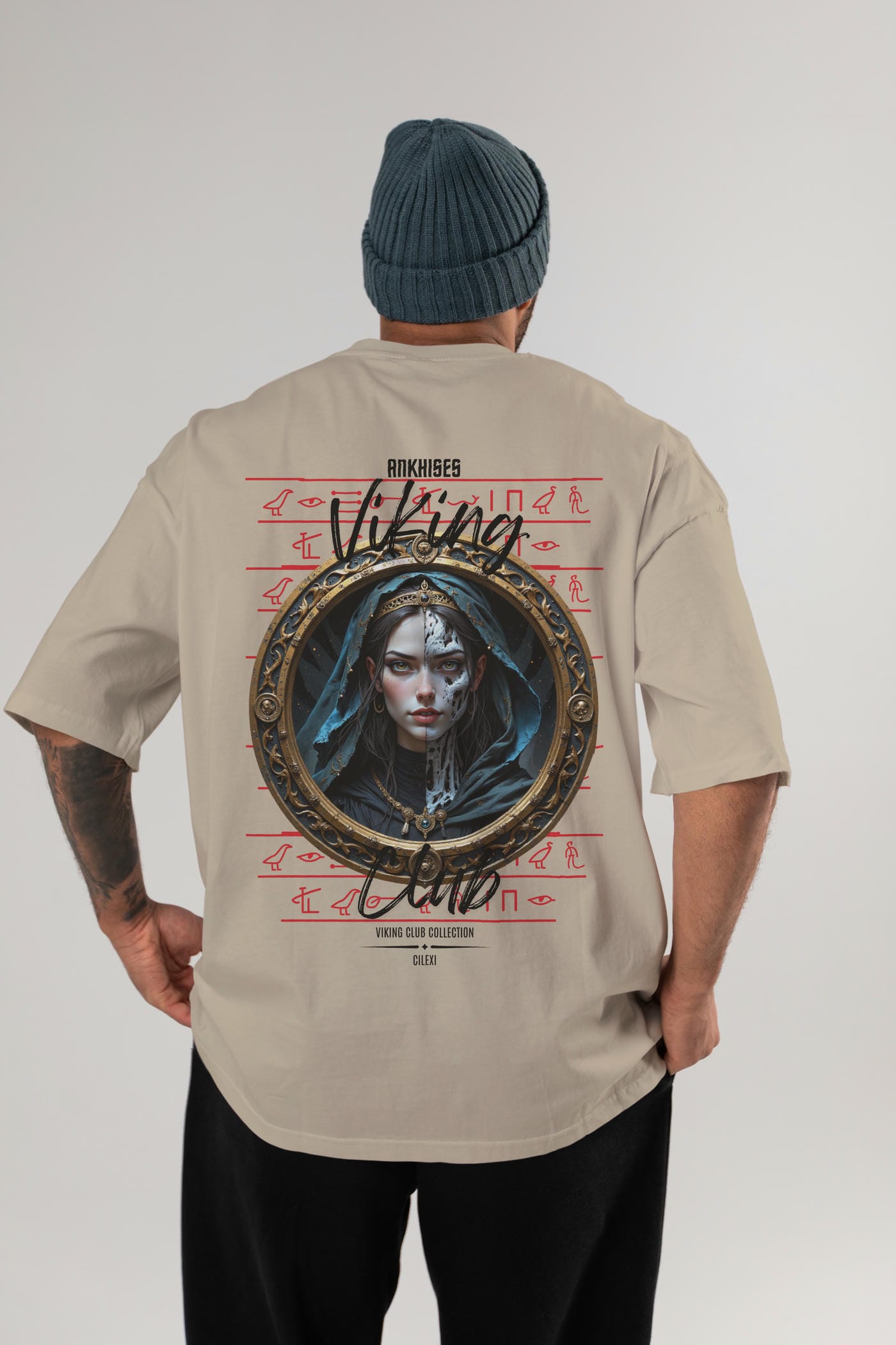 Viking Mitolojisi Serisi 10 Arka Baskılı Oversize t-shirt Erkek Kadın %100 Pamuk Bisiklet Yaka tişort