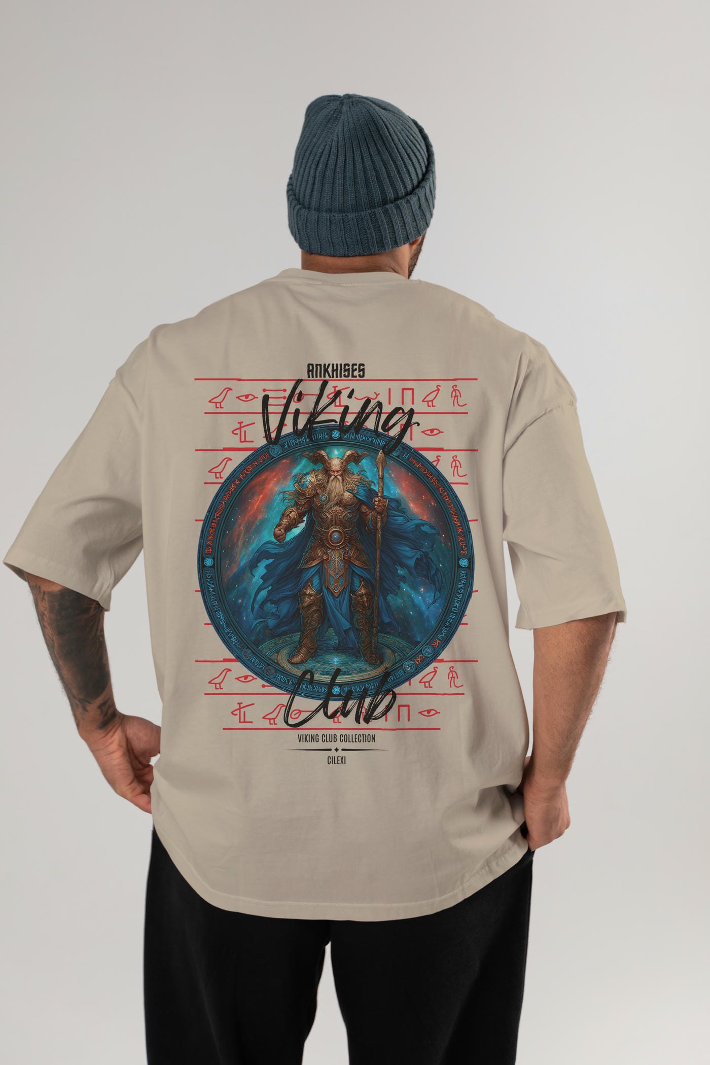 Heimdall Baskılı Oversize t-shirt Erkek Kadın %100 Pamuk Bisiklet Yaka tişort
