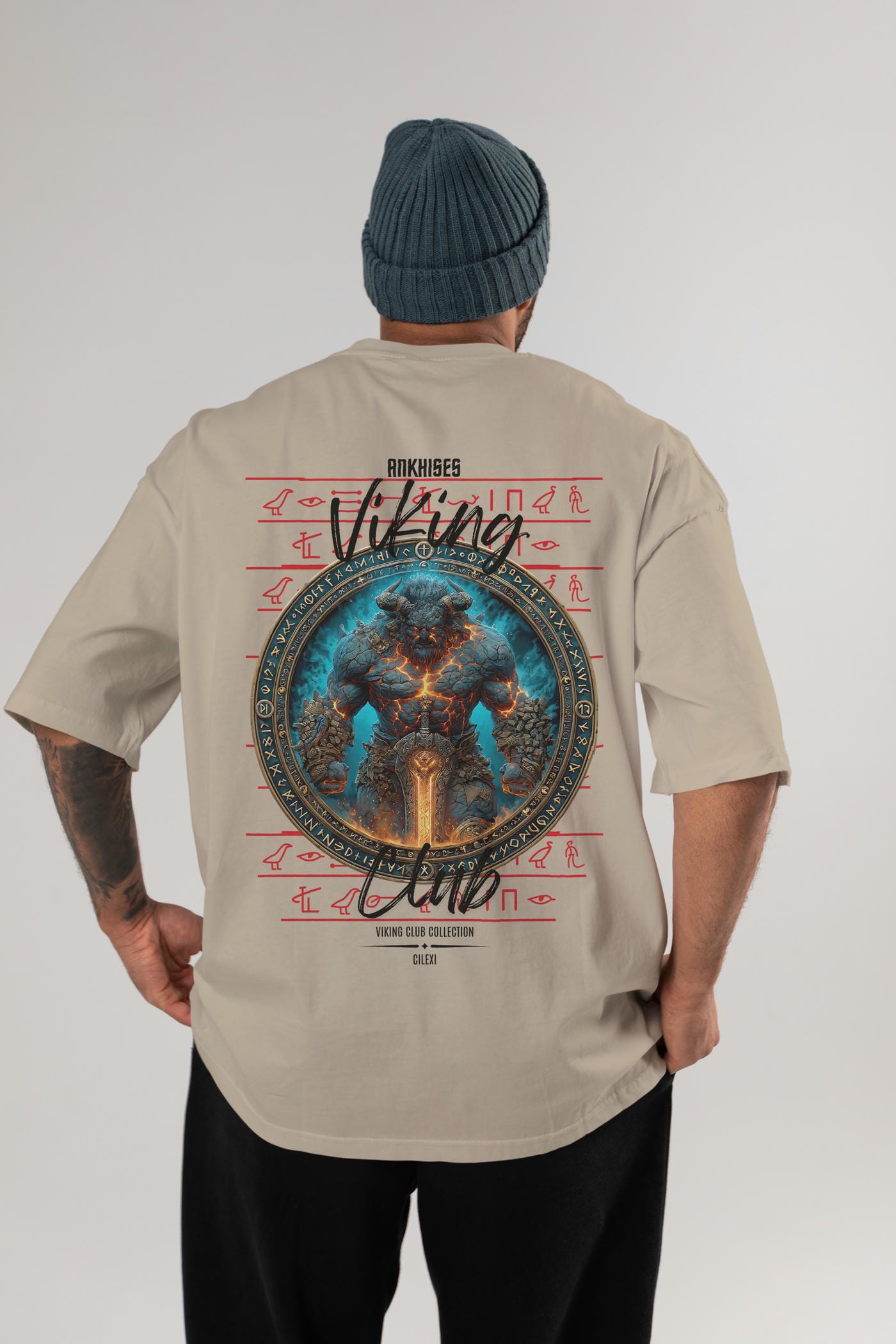 Surtr Arka Baskılı Oversize t-shirt Erkek Kadın %100 Pamuk Bisiklet Yaka tişort