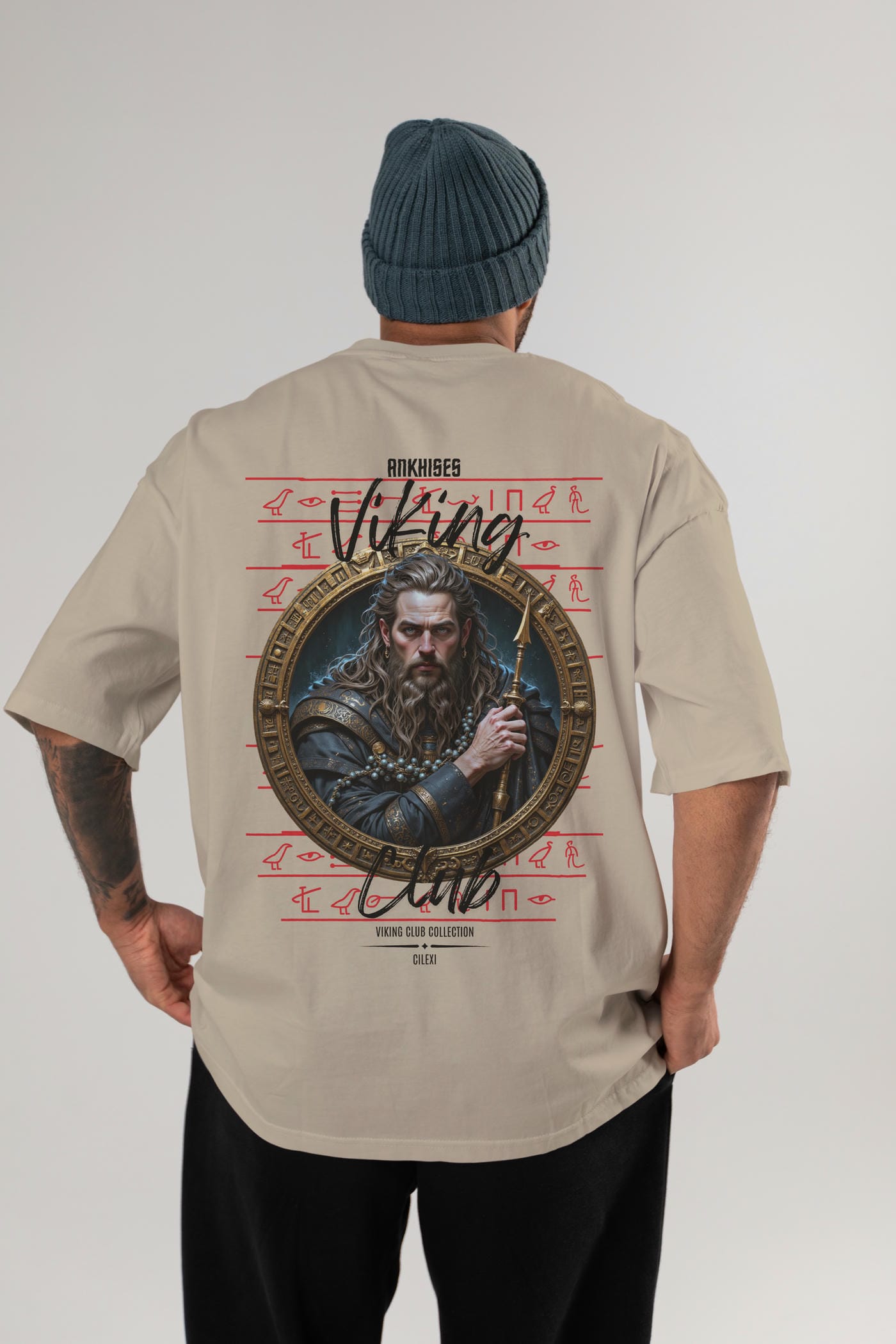 Viking Mitolojisi Serisi 12 Arka Baskılı Oversize t-shirt Erkek Kadın %100 Pamuk Bisiklet Yaka tişort
