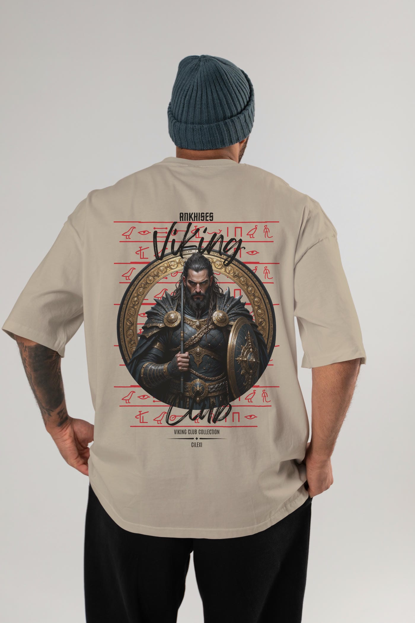 Viking Mitolojisi Serisi 6 Arka Baskılı Oversize t-shirt Erkek Kadın %100 Pamuk Bisiklet Yaka tişort