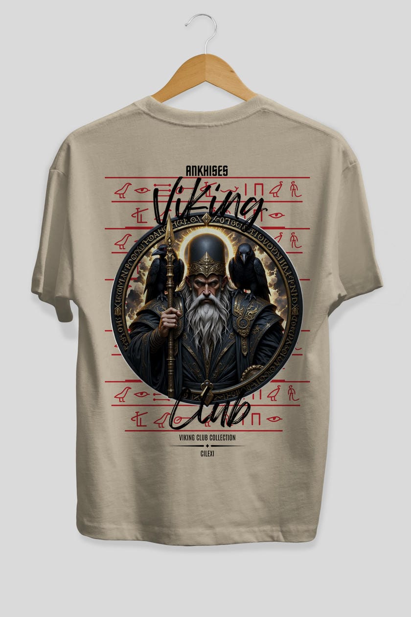 Odin 1 Arka Baskılı Oversize t-shirt Erkek Kadın %100 Pamuk Bisiklet Yaka tişort