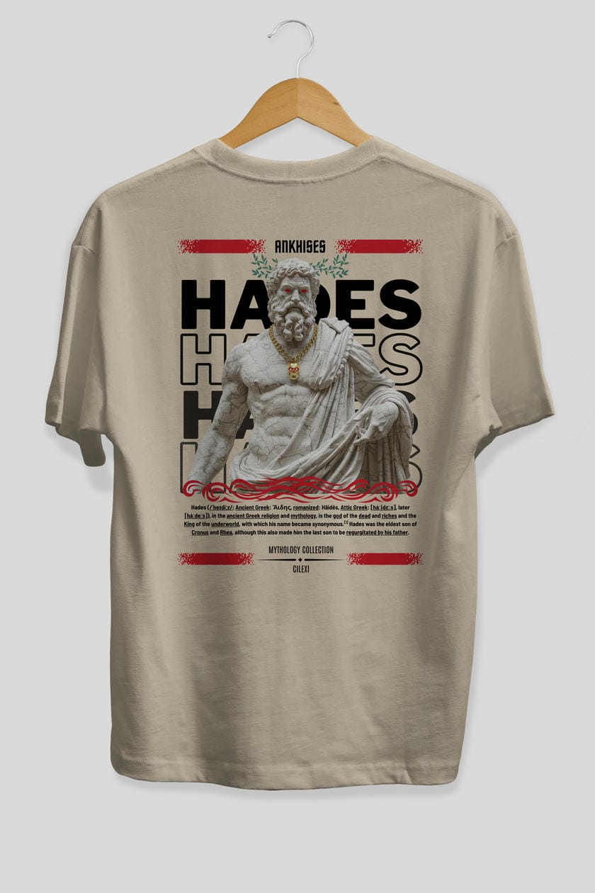 Hades 2 Arka Baskılı Oversize t-shirt Erkek Kadın %100 Pamuk Bisiklet Yaka tişort