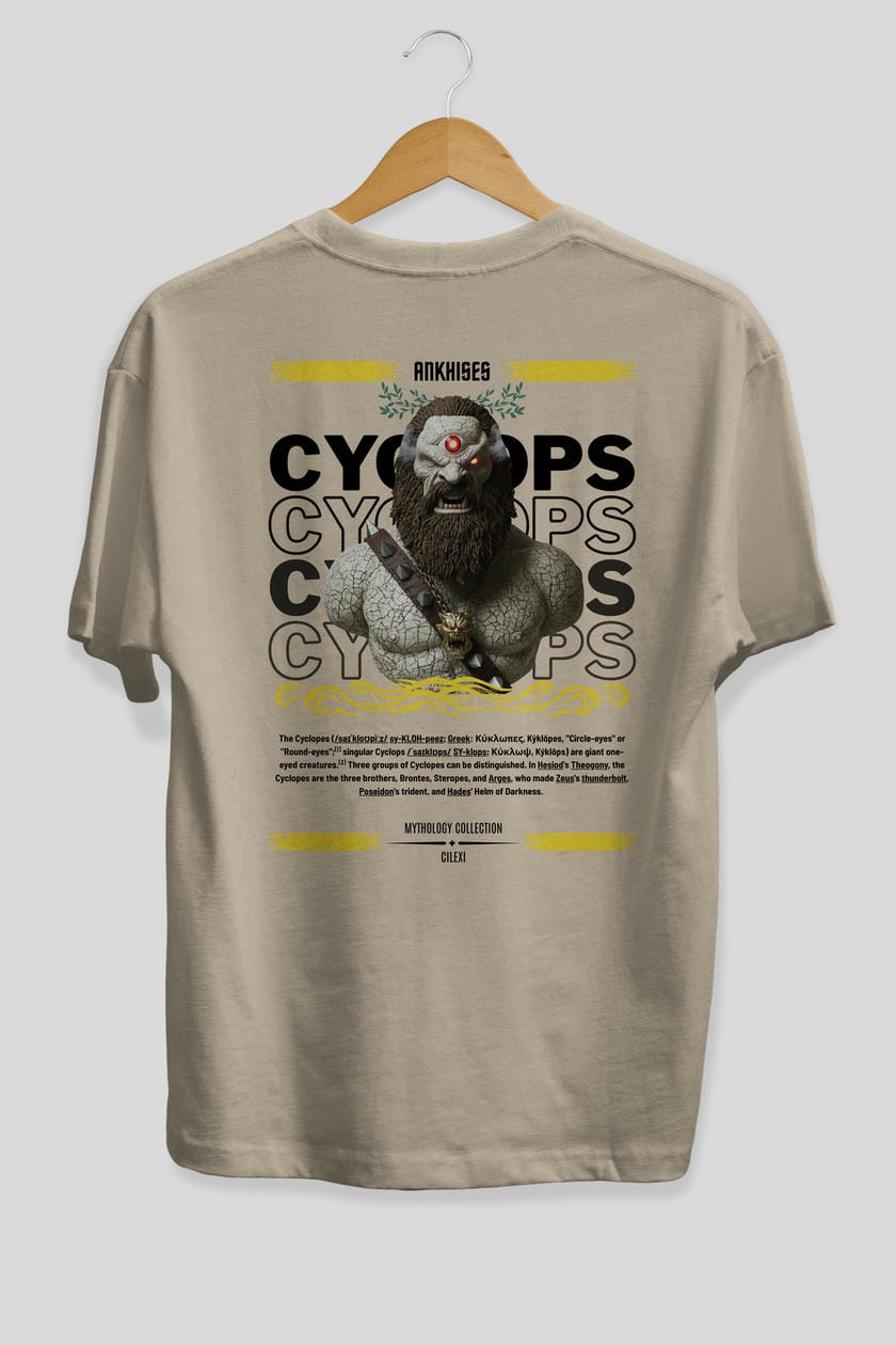 Cyclopes 1 Arka Baskılı Oversize t-shirt Erkek Kadın %100 Pamuk Bisiklet Yaka tişort