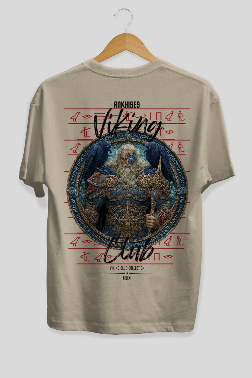 Odin Arka Baskılı Oversize t-shirt Erkek Kadın %100 Pamuk Bisiklet Yaka tişort