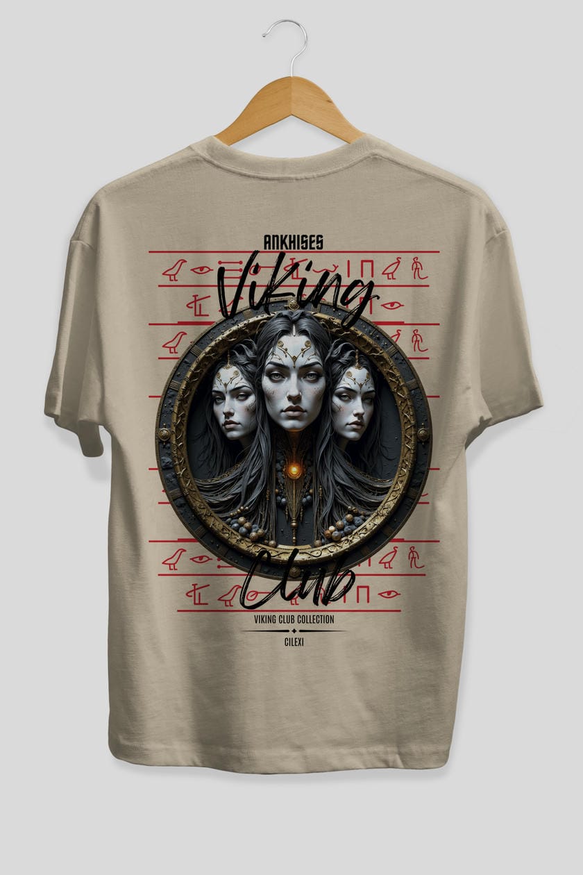 Viking Mitolojisi Serisi 23 Arka Baskılı Oversize t-shirt Erkek Kadın %100 Pamuk Bisiklet Yaka tişort