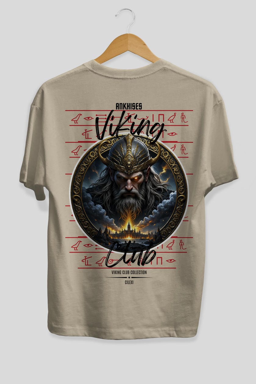 Odin 2 Arka Baskılı Oversize t-shirt Erkek Kadın %100 Pamuk Bisiklet Yaka tişort
