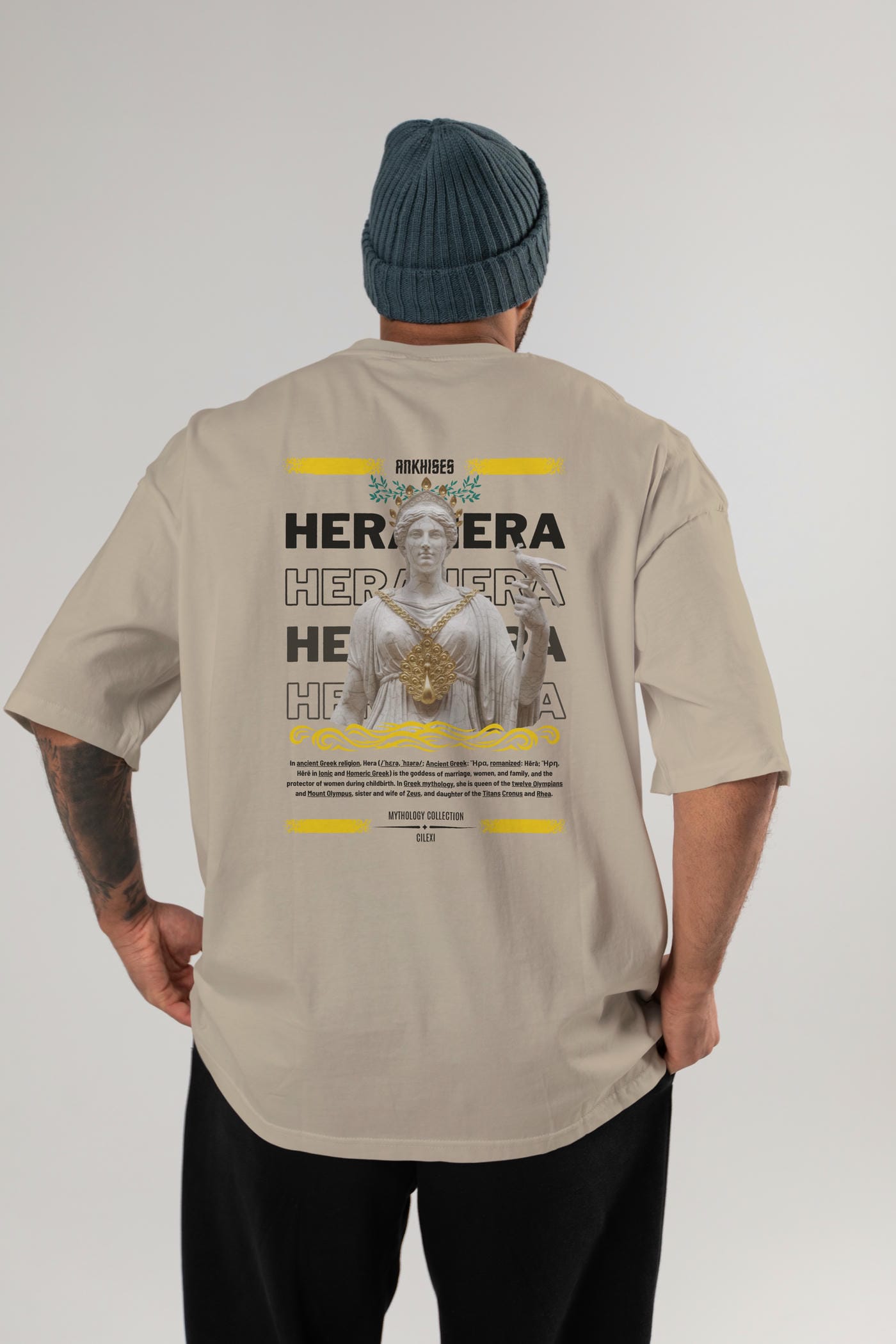 Hera 2 Arka Baskılı Oversize t-shirt Erkek Kadın %100 Pamuk Bisiklet Yaka tişort