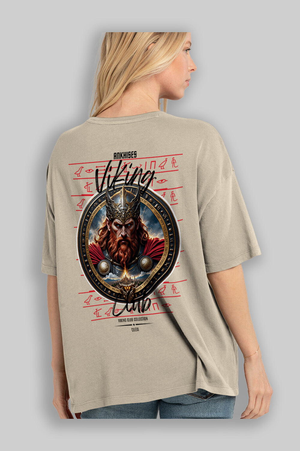 Thor 2 Arka Baskılı Oversize t-shirt Erkek Kadın %100 Pamuk Bisiklet Yaka tişort