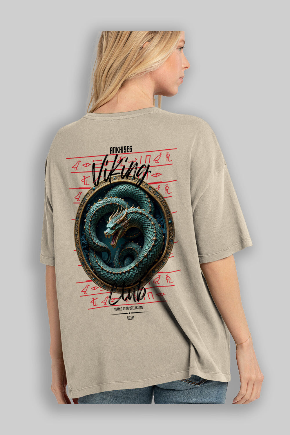 Viking Mitolojisi Serisi 25 Arka Baskılı Oversize t-shirt Erkek Kadın %100 Pamuk Bisiklet Yaka tişort