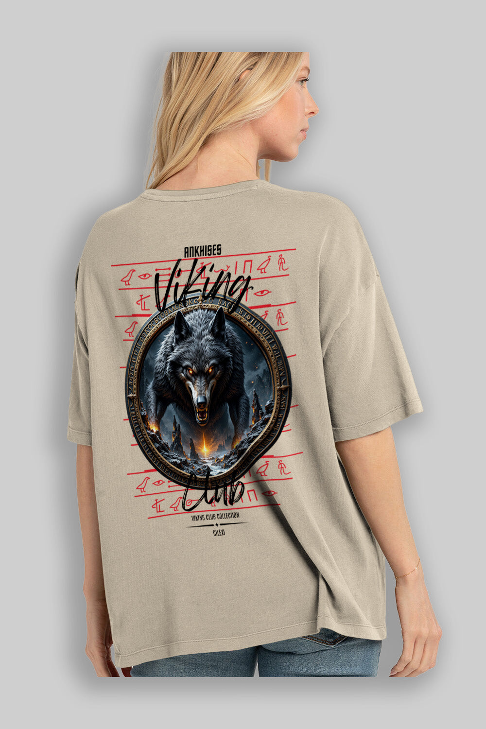 Viking Mitolojisi Serisi 28 Arka Baskılı Oversize t-shirt Erkek Kadın %100 Pamuk Bisiklet Yaka tişort