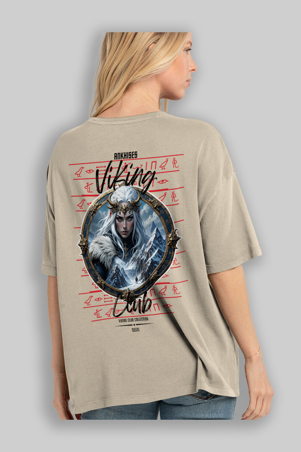 Viking Mitolojisi Serisi 19 Arka Baskılı Oversize t-shirt Erkek Kadın %100 Pamuk Bisiklet Yaka tişort