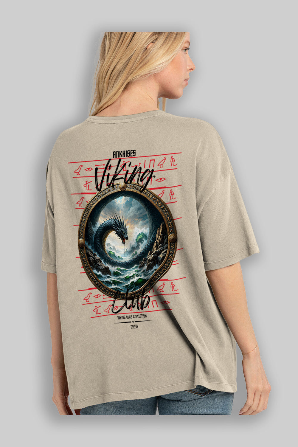 Viking Mitolojisi Serisi 26 Arka Baskılı Oversize t-shirt Erkek Kadın %100 Pamuk Bisiklet Yaka tişort