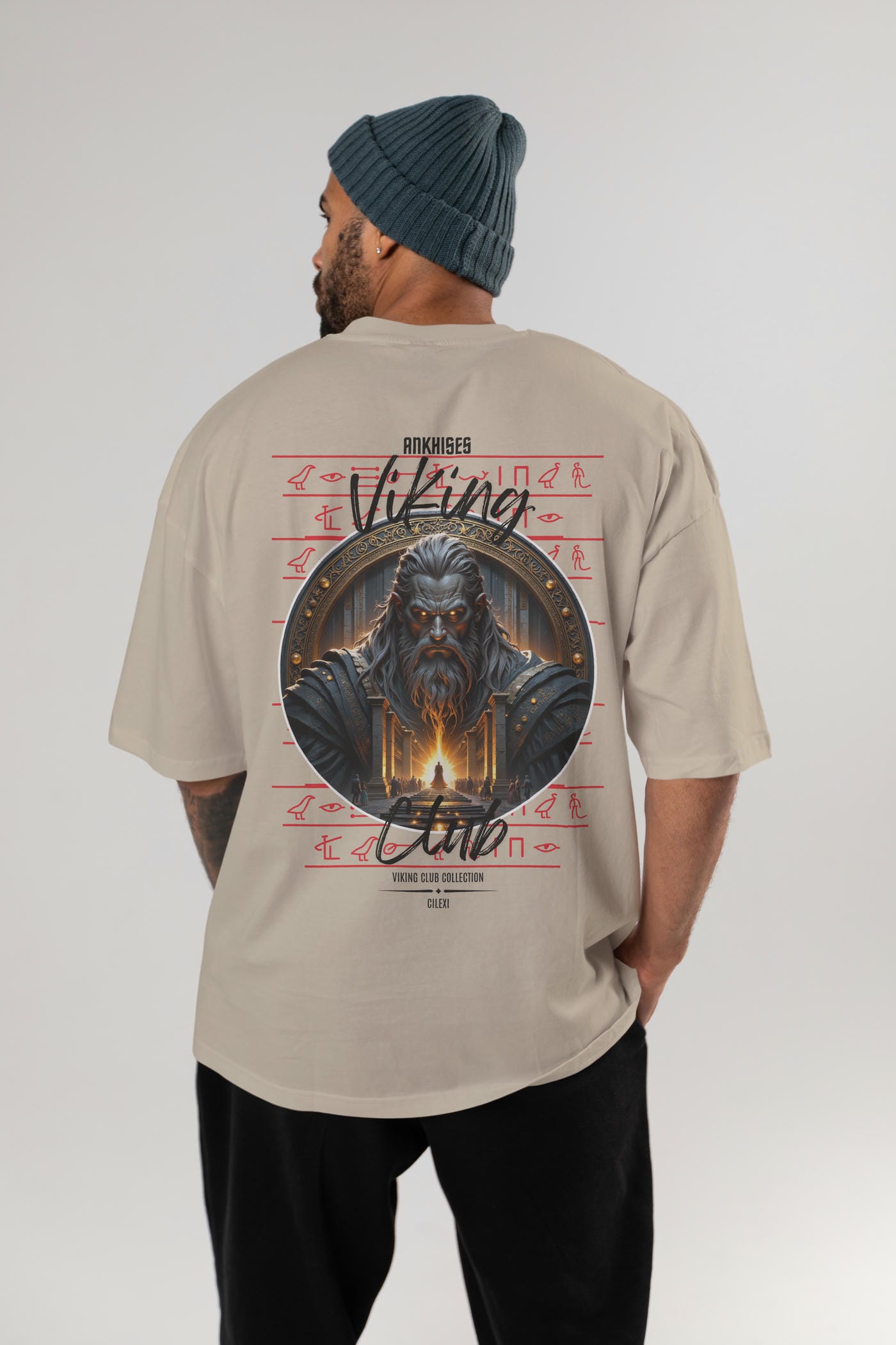 Odin 3 Arka Baskılı Oversize t-shirt Erkek Kadın %100 Pamuk Bisiklet Yaka tişort