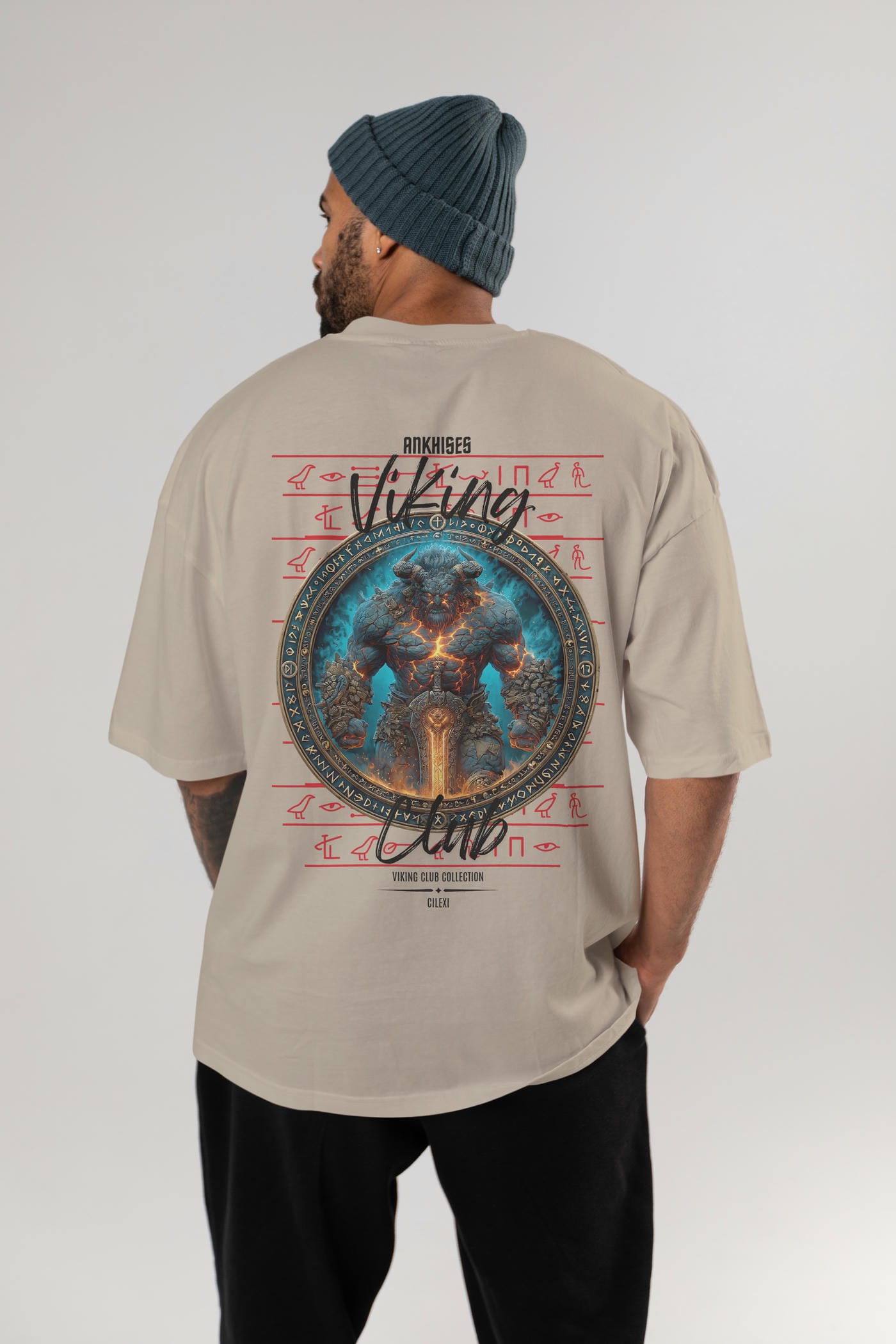 Surtr Arka Baskılı Oversize t-shirt Erkek Kadın %100 Pamuk Bisiklet Yaka tişort