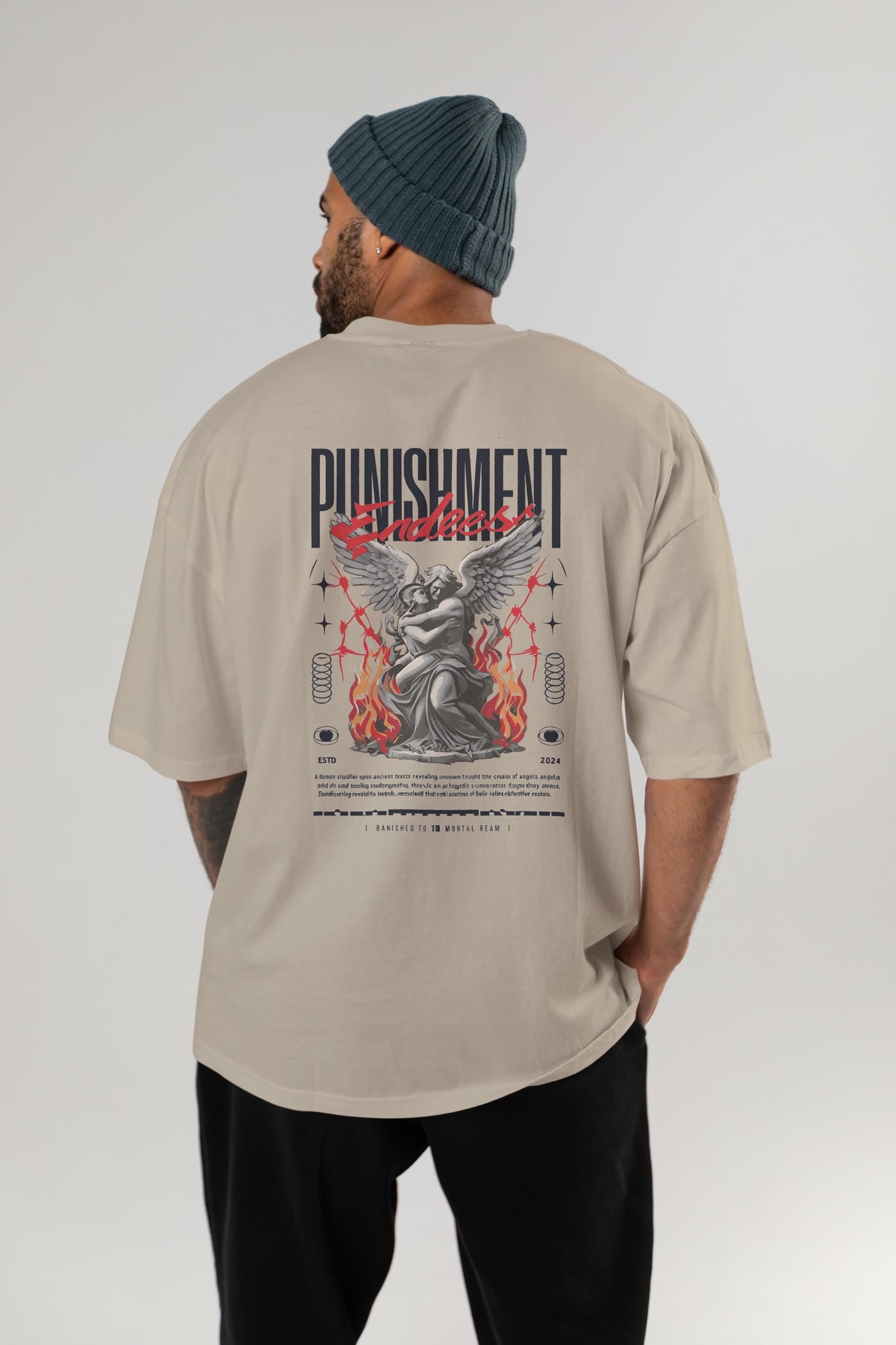 Punishment Endeess Arka Baskılı Oversize t-shirt Erkek Kadın %100 Pamuk Bisiklet Yaka tişort