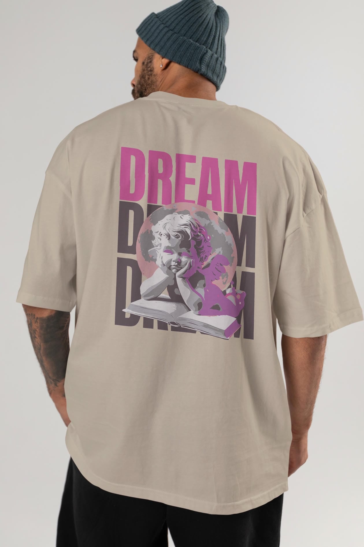 Dream Angel Arka Baskılı Oversize t-shirt Erkek Kadın %100 Pamuk Bisiklet Yaka tişort