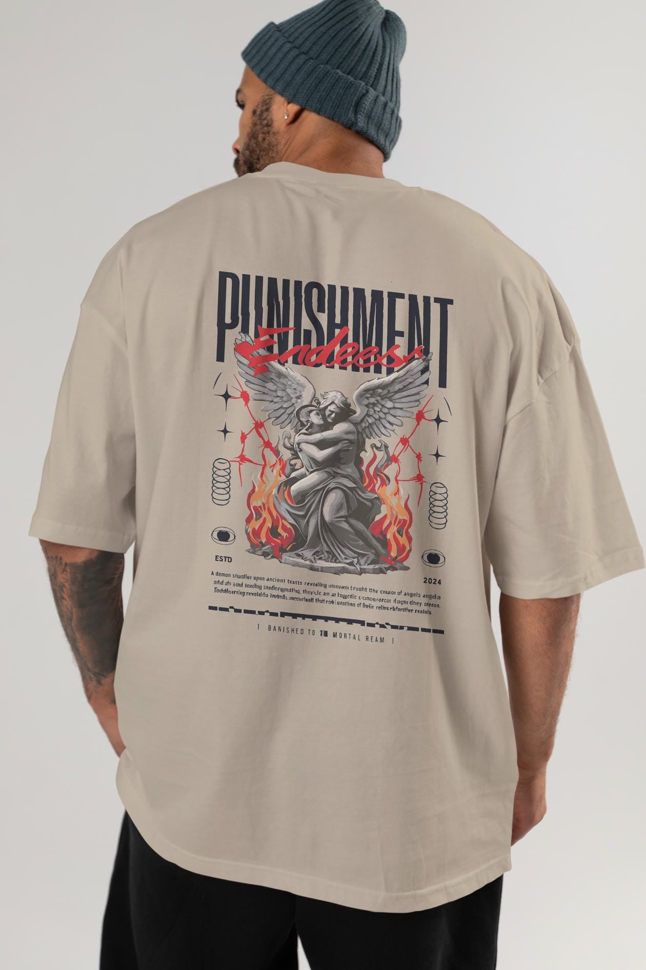 Punishment Endeess Arka Baskılı Oversize t-shirt Erkek Kadın %100 Pamuk Bisiklet Yaka tişort