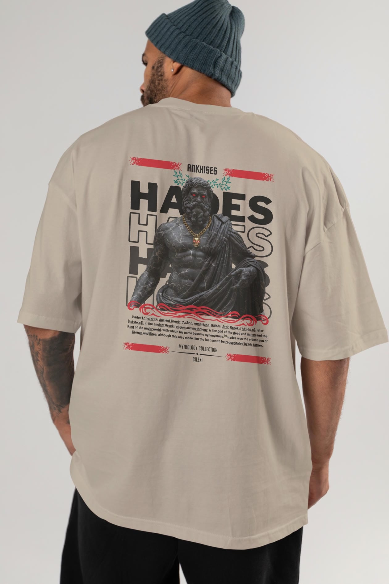 Hades 1 Arka Baskılı Oversize t-shirt Erkek Kadın %100 Pamuk Bisiklet Yaka tişort