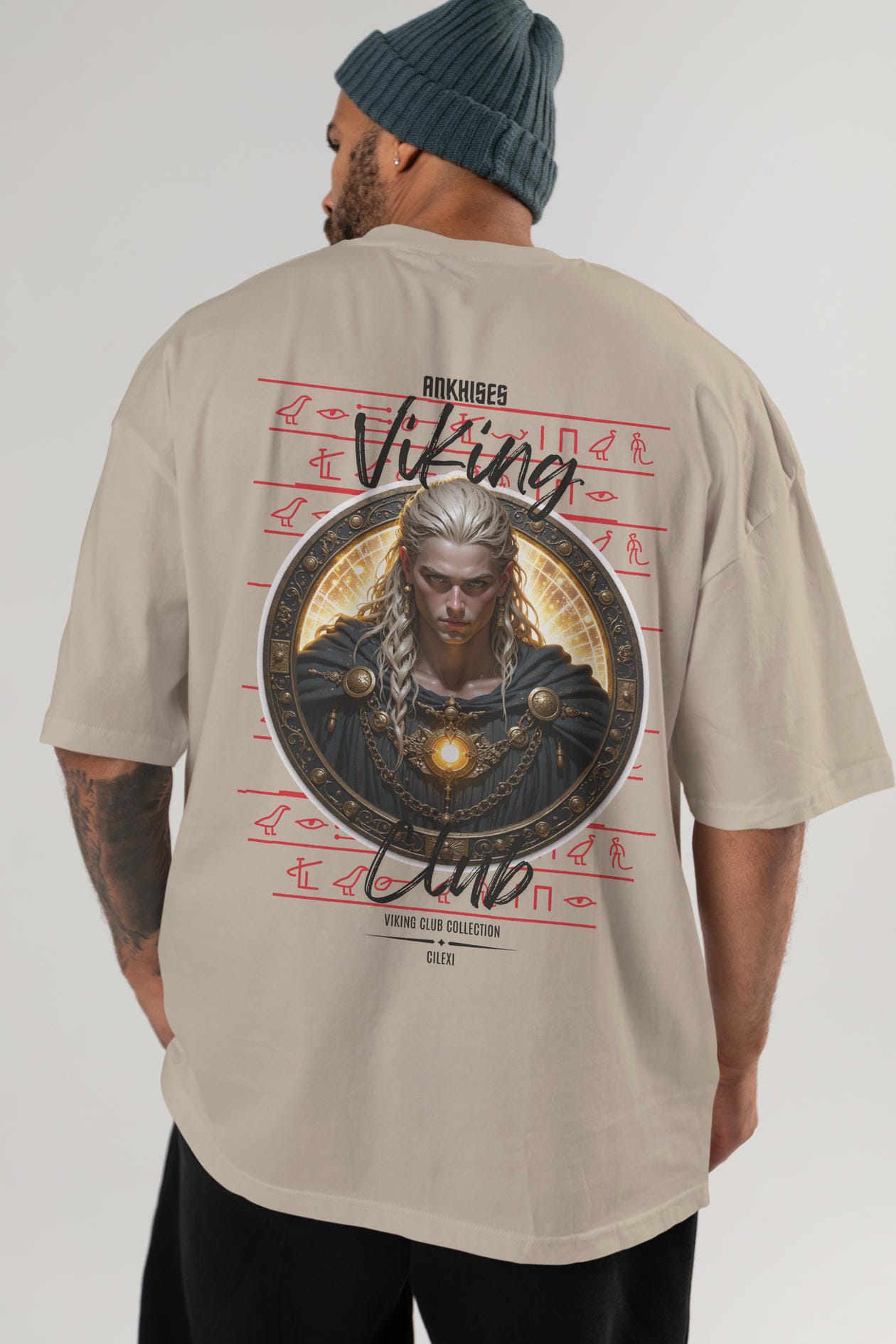 Viking Mitolojisi Serisi 14 Arka Baskılı Oversize t-shirt Erkek Kadın %100 Pamuk Bisiklet Yaka tişort