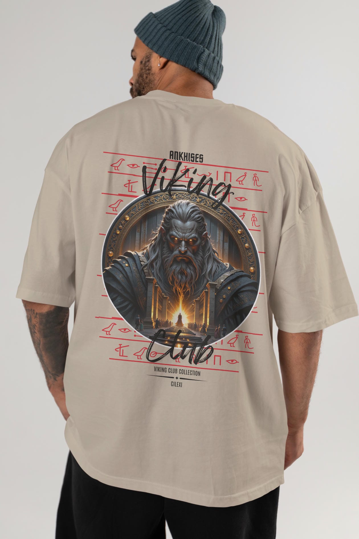 Odin 3 Arka Baskılı Oversize t-shirt Erkek Kadın %100 Pamuk Bisiklet Yaka tişort