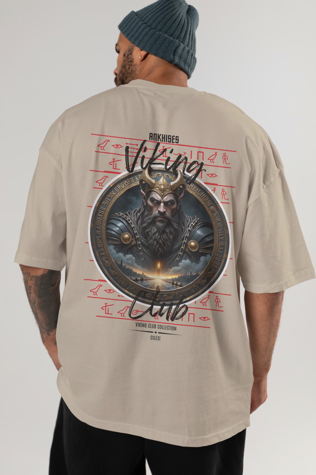 Viking Mitolojisi Serisi 7 Arka Baskılı Oversize t-shirt Erkek Kadın %100 Pamuk Bisiklet Yaka tişort