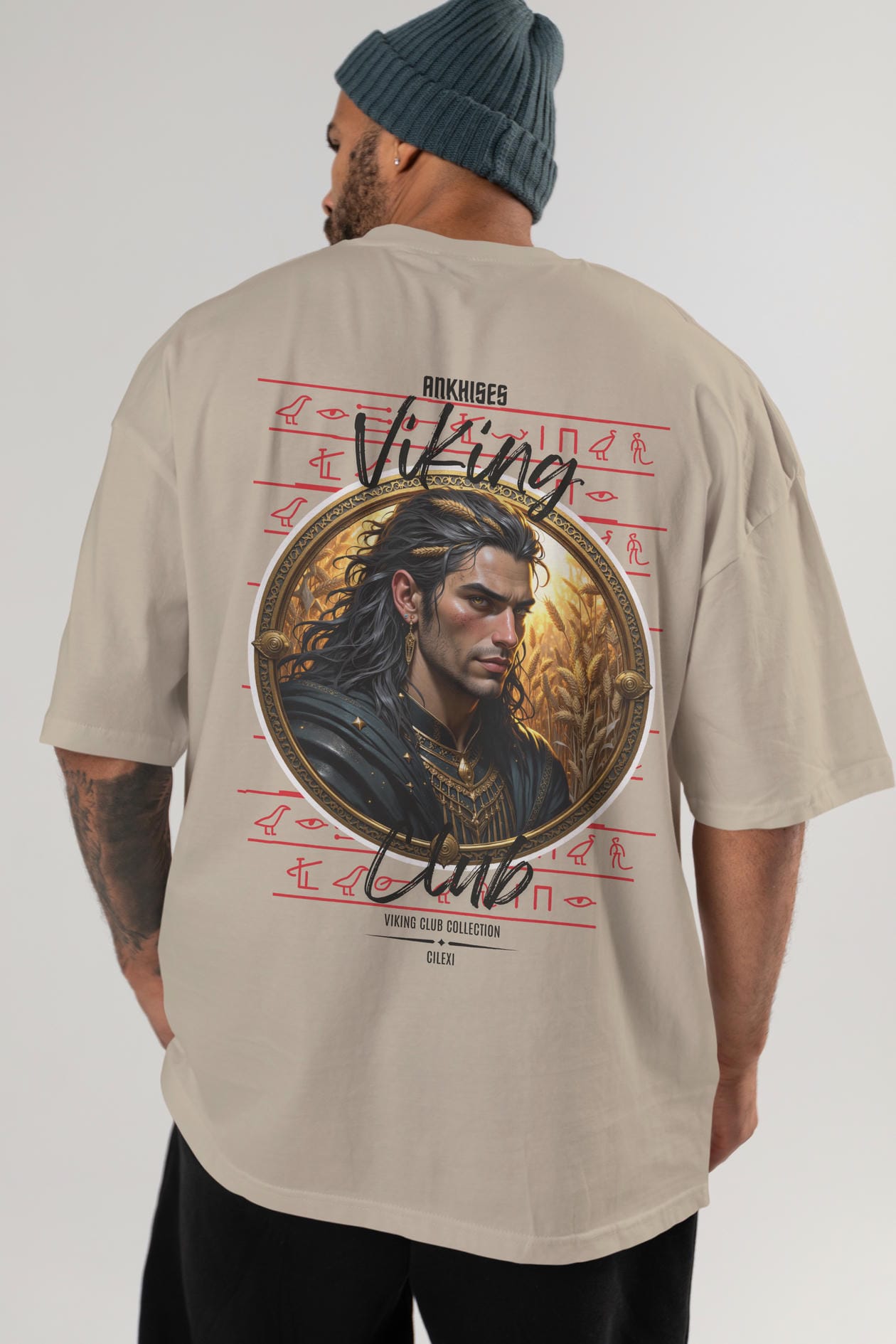 Viking Mitolojisi Serisi 2 Arka Baskılı Oversize t-shirt Erkek Kadın %100 Pamuk Bisiklet Yaka tişort