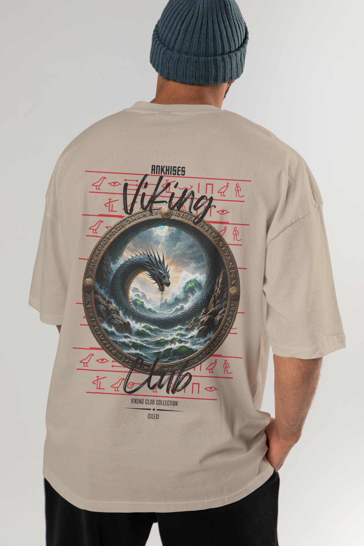 Viking Mitolojisi Serisi 26 Arka Baskılı Oversize t-shirt Erkek Kadın %100 Pamuk Bisiklet Yaka tişort