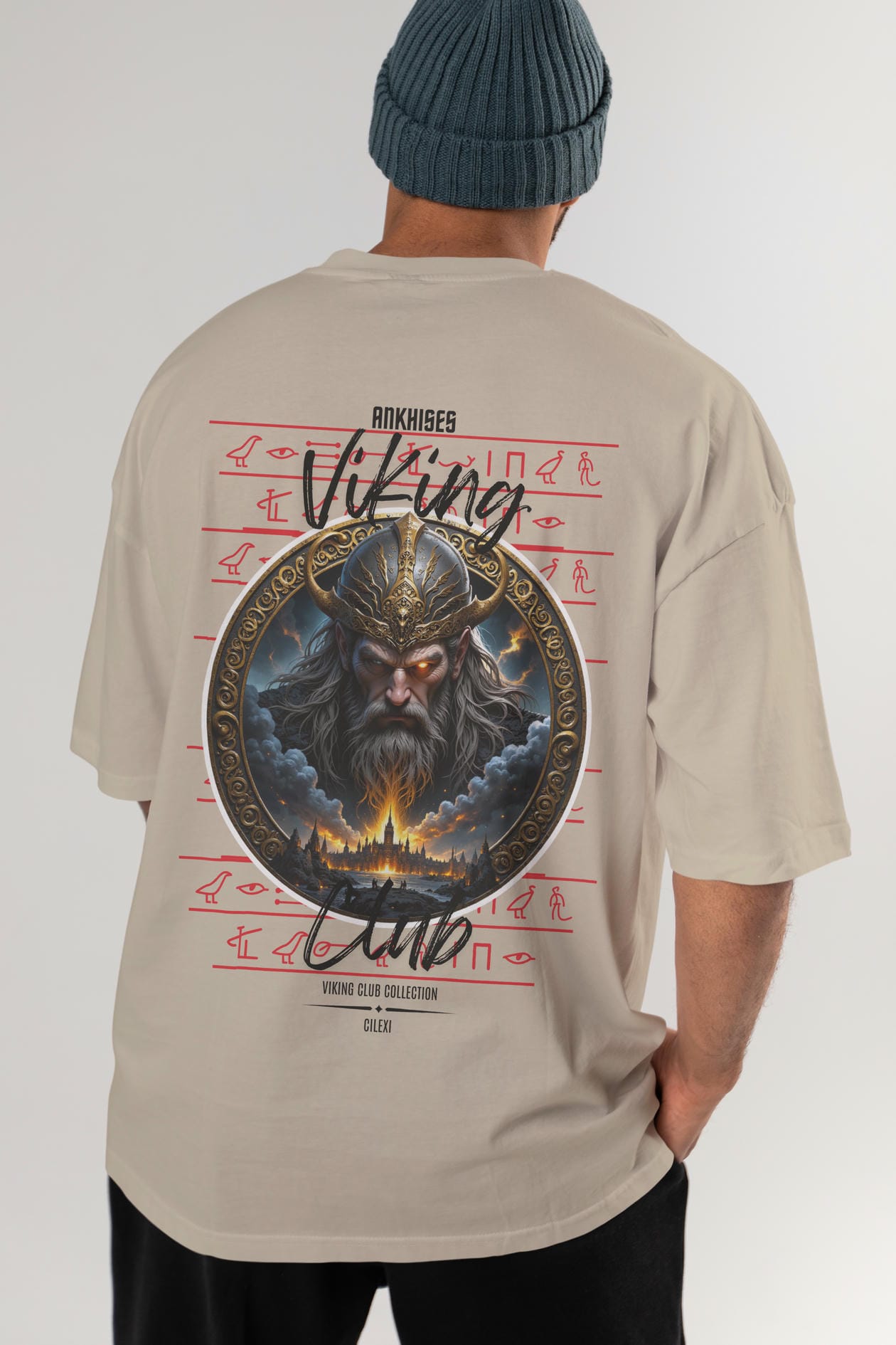 Odin 2 Arka Baskılı Oversize t-shirt Erkek Kadın %100 Pamuk Bisiklet Yaka tişort