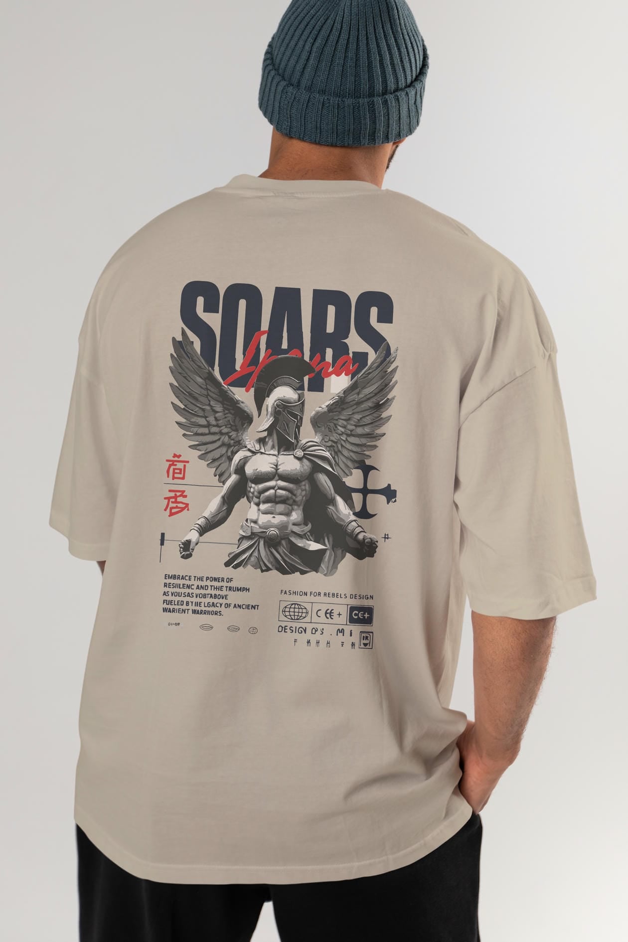 Soars Arka Baskılı Oversize t-shirt Erkek Kadın %100 Pamuk Bisiklet Yaka tişort
