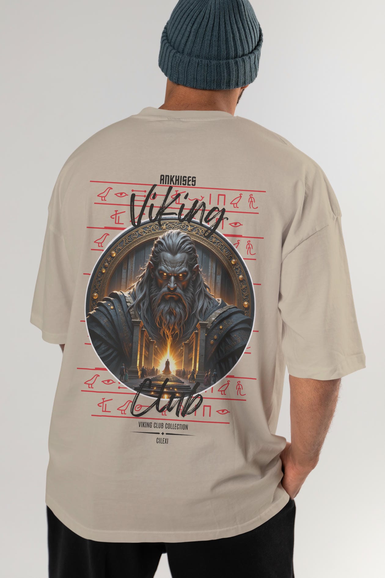 Odin 3 Arka Baskılı Oversize t-shirt Erkek Kadın %100 Pamuk Bisiklet Yaka tişort