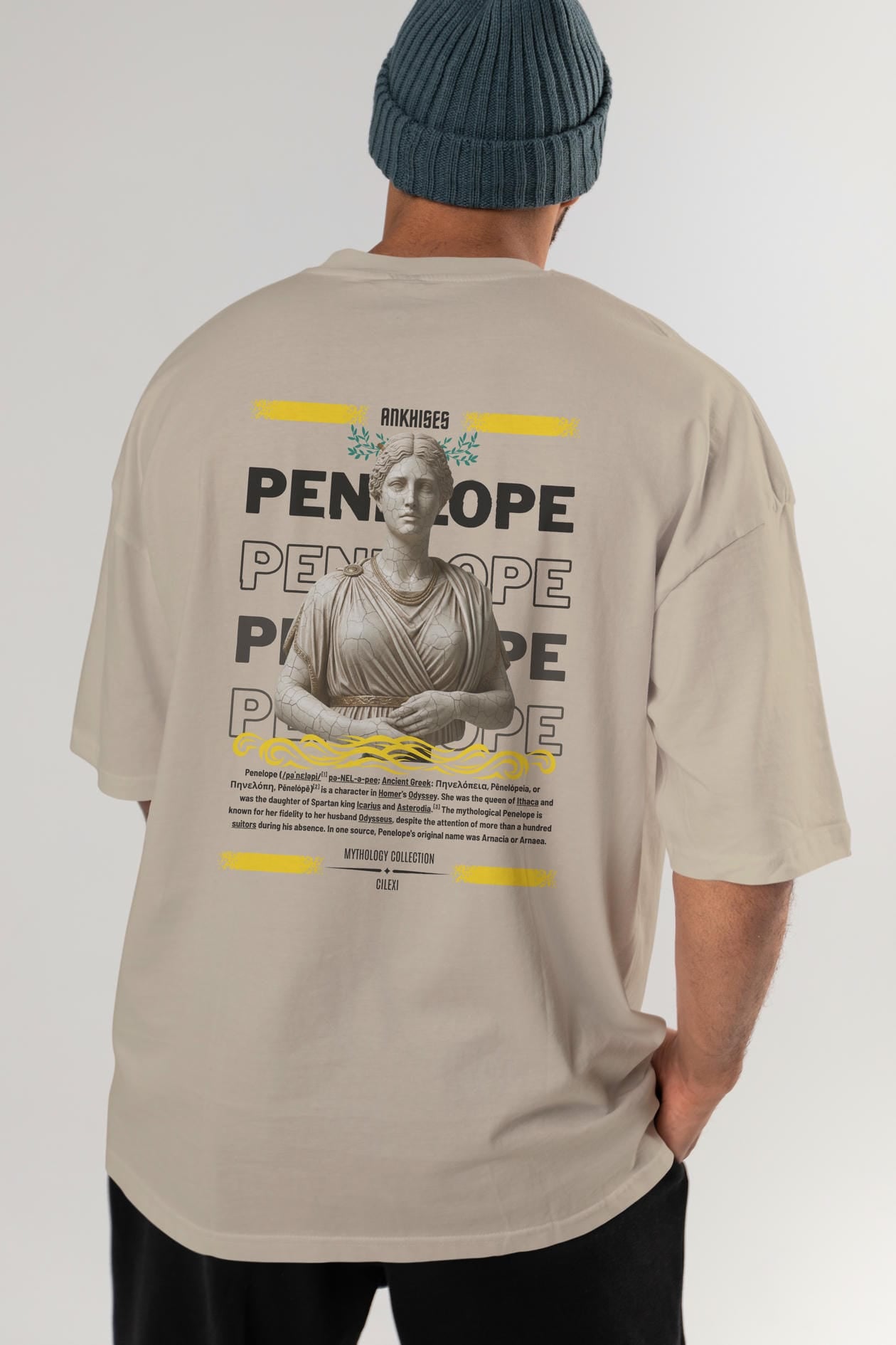 Penelope 1 Arka Baskılı Oversize t-shirt Erkek Kadın %100 Pamuk Bisiklet Yaka tişort