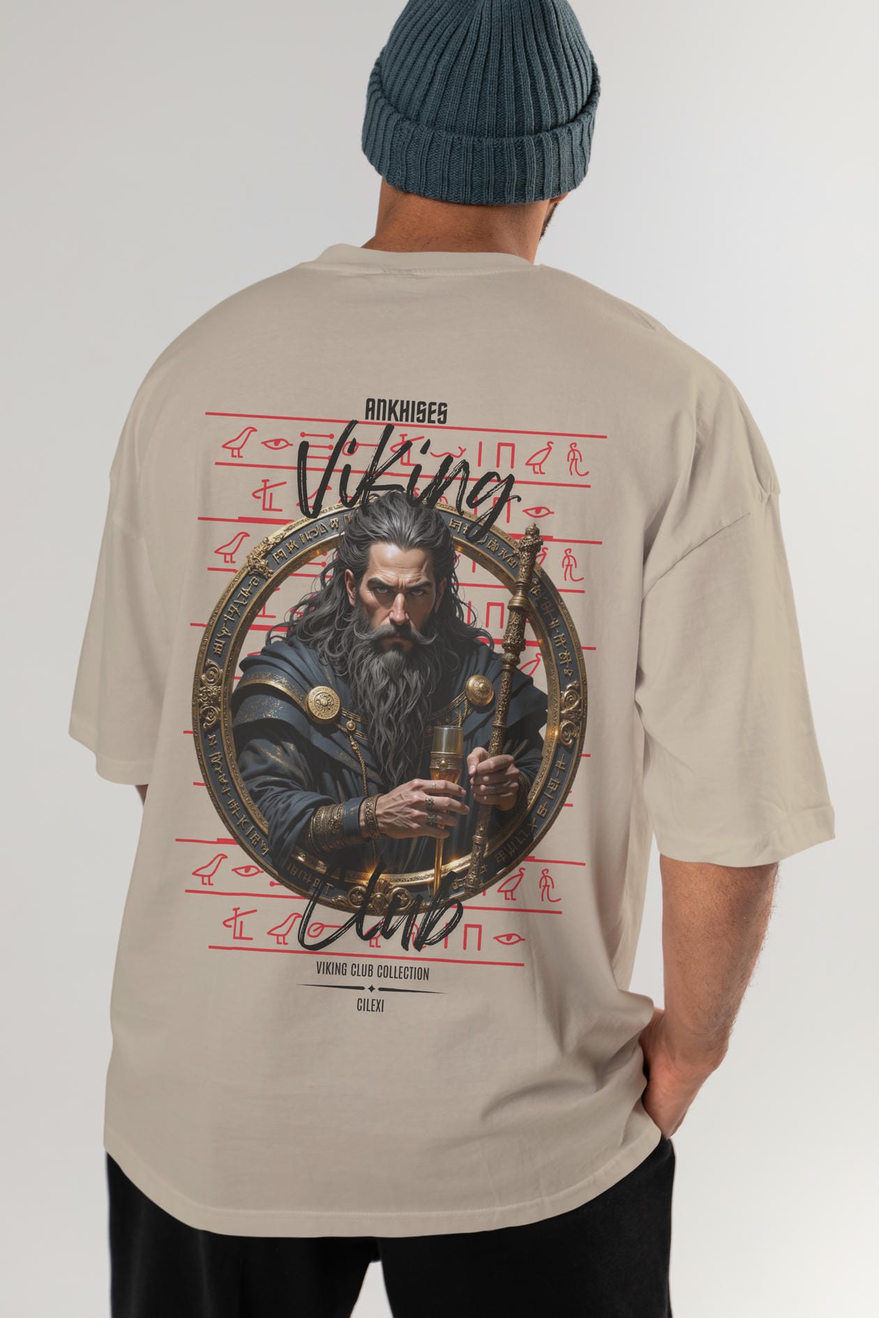 Viking Mitolojisi Serisi 20 Arka Baskılı Oversize t-shirt Erkek Kadın %100 Pamuk Bisiklet Yaka tişort