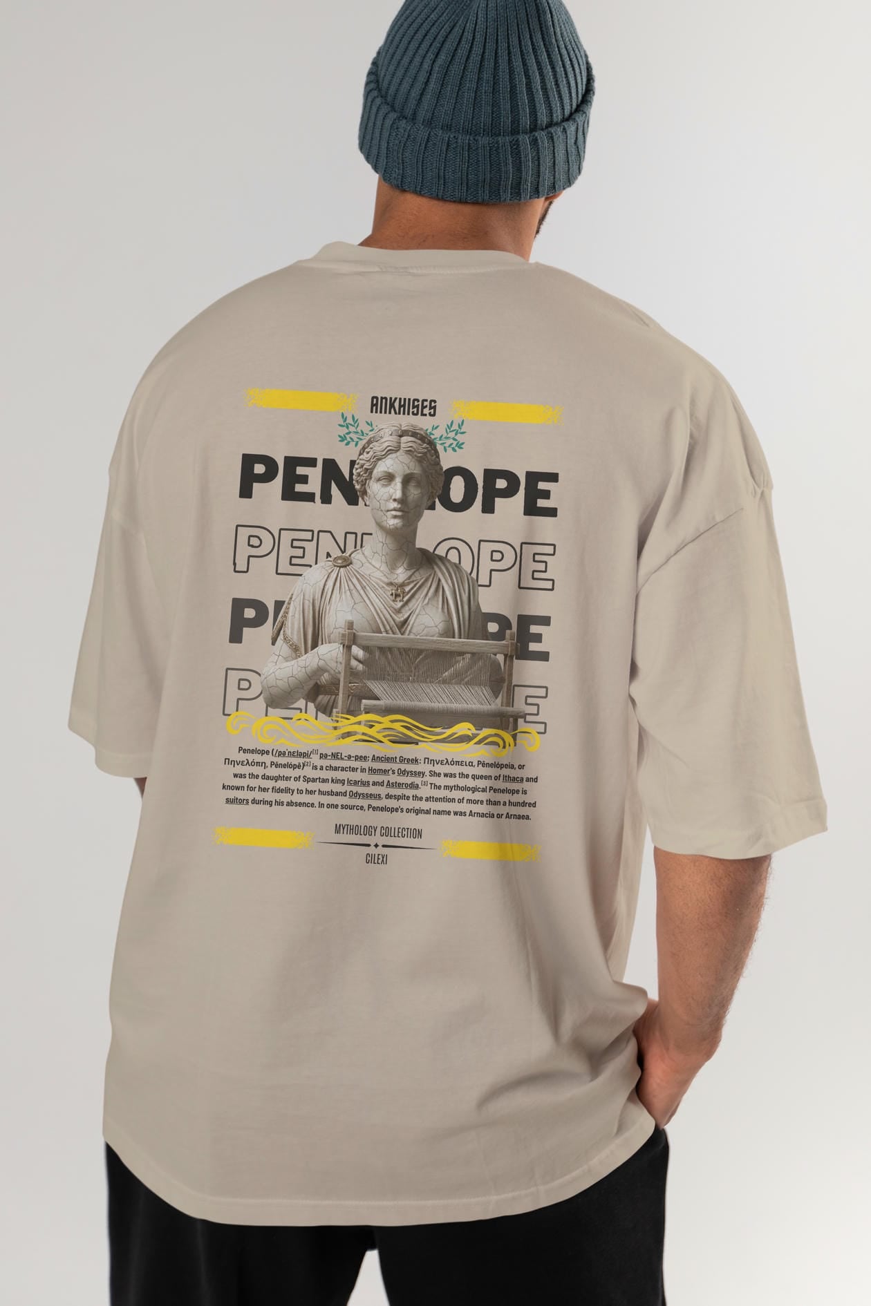 Penelope 2 Arka Baskılı Oversize t-shirt Erkek Kadın %100 Pamuk Bisiklet Yaka tişort