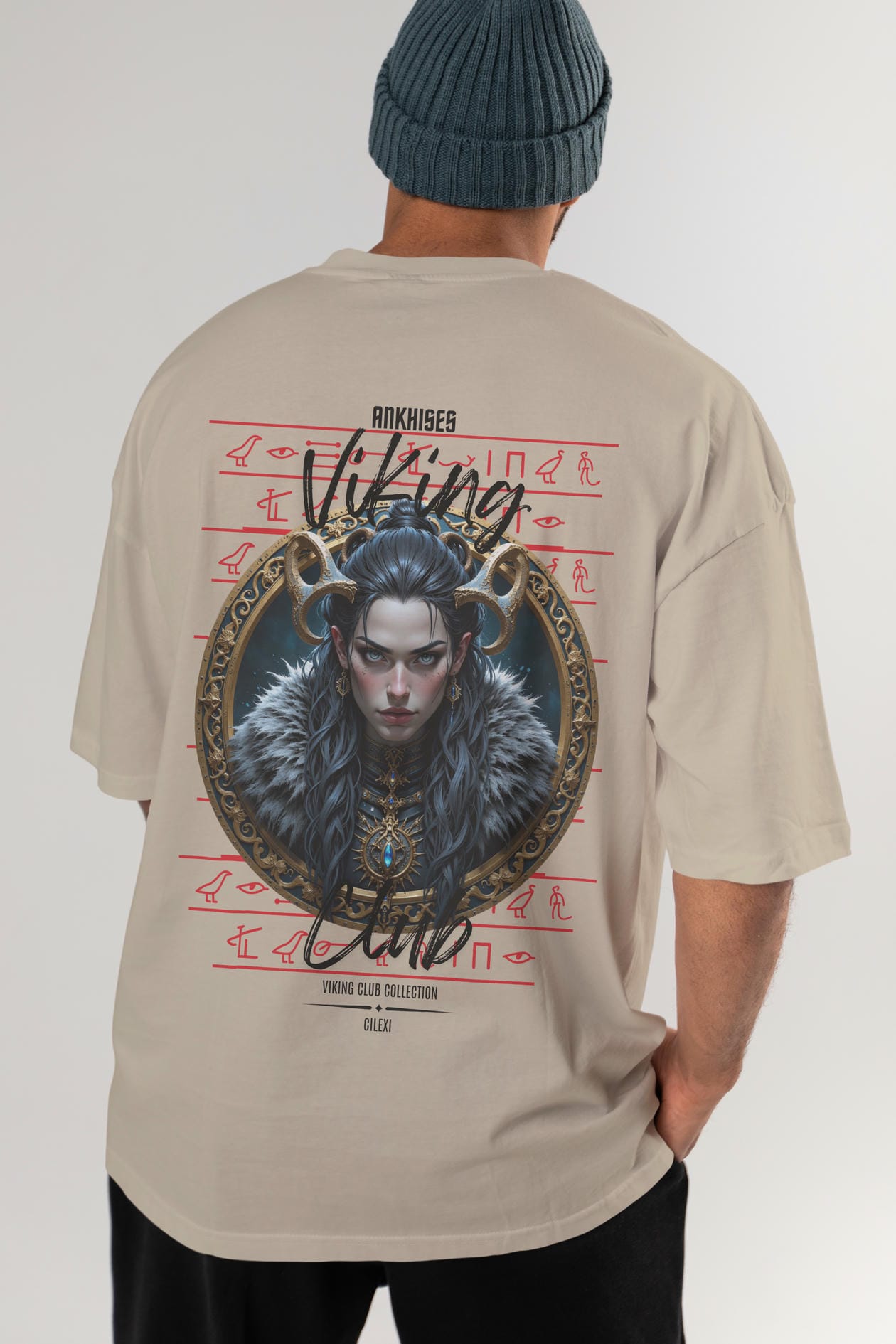 Viking Mitolojisi Serisi 18 Arka Baskılı Oversize t-shirt Erkek Kadın %100 Pamuk Bisiklet Yaka tişort