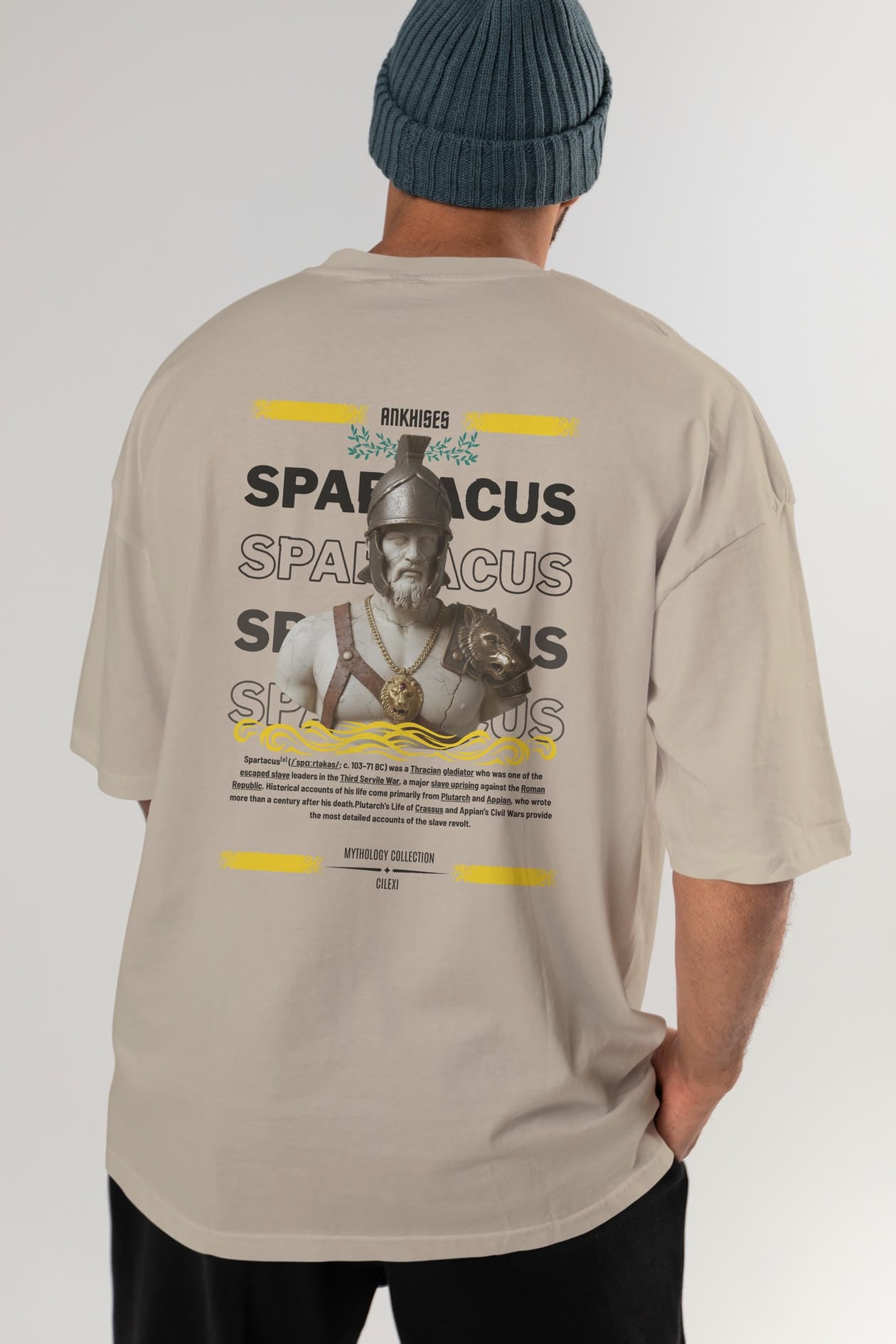 Spartacus 2 Arka Baskılı Oversize t-shirt Erkek Kadın %100 Pamuk Bisiklet Yaka tişort