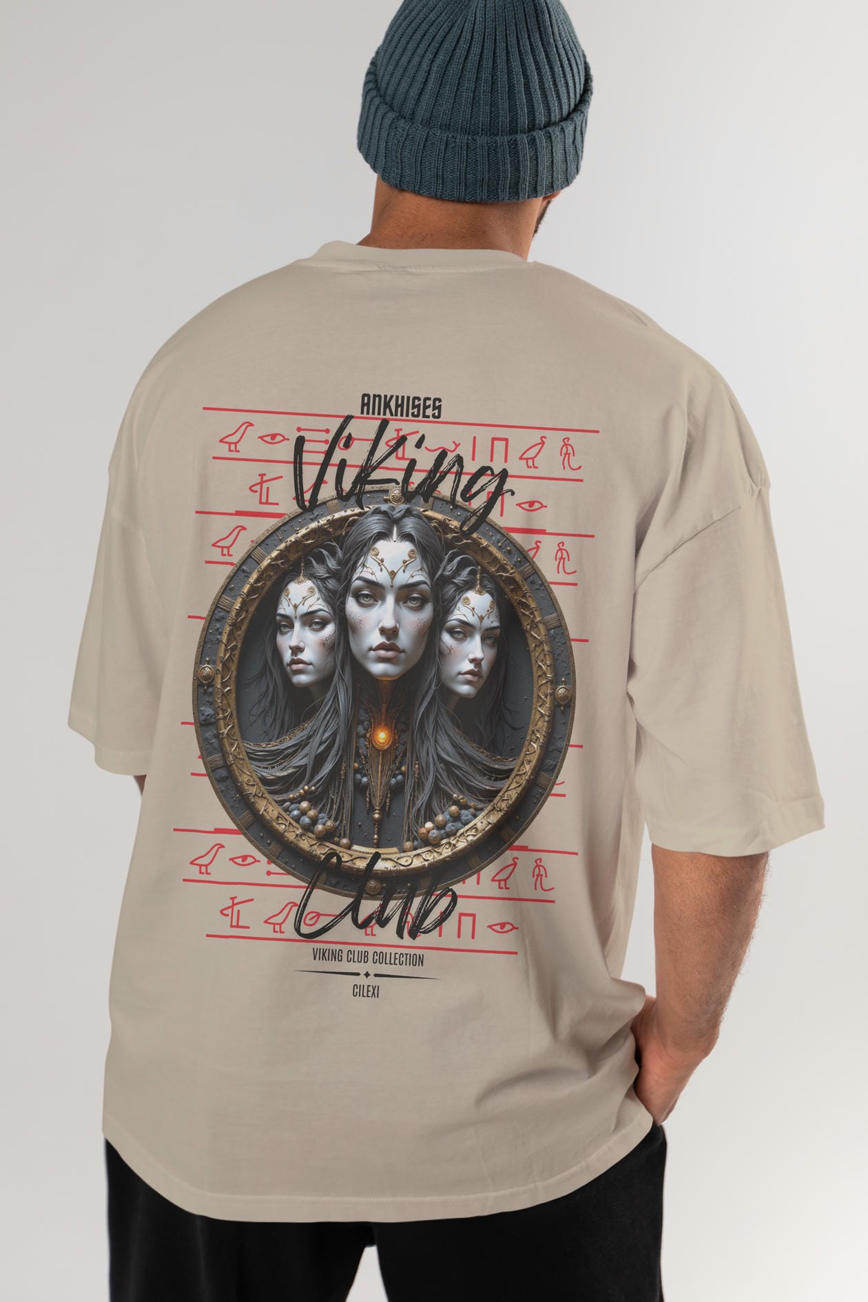 Viking Mitolojisi Serisi 23 Arka Baskılı Oversize t-shirt Erkek Kadın %100 Pamuk Bisiklet Yaka tişort
