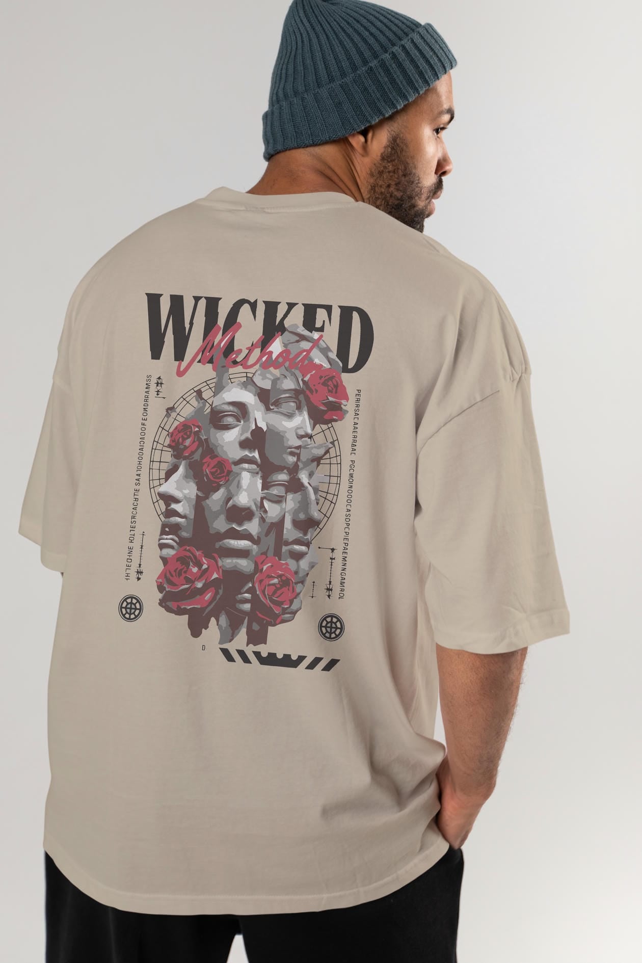 Wicked Method Arka Baskılı Oversize t-shirt Erkek Kadın %100 Pamuk Bisiklet Yaka tişort
