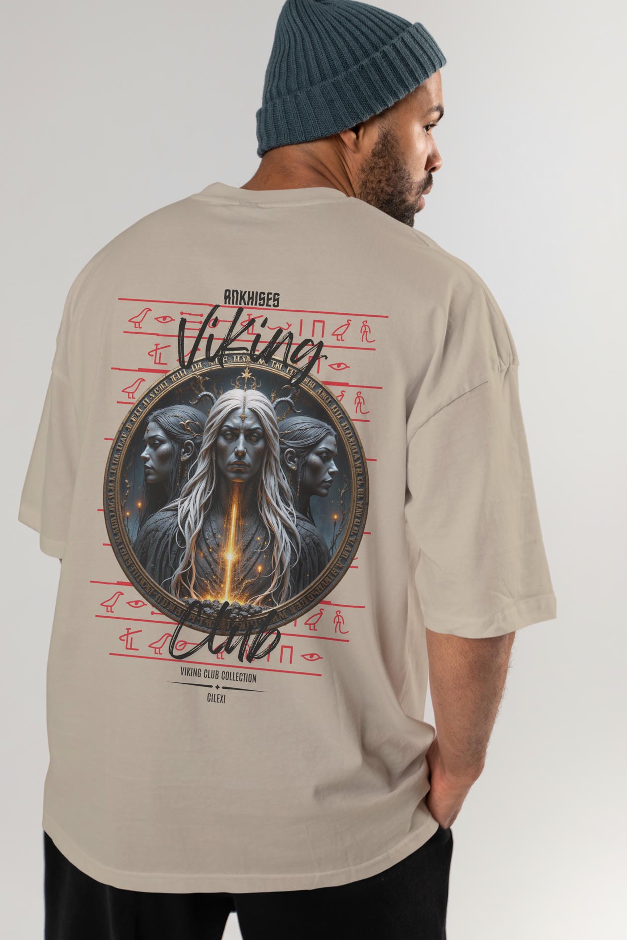 Viking Mitolojisi Serisi 24 Arka Baskılı Oversize t-shirt Erkek Kadın %100 Pamuk Bisiklet Yaka tişort