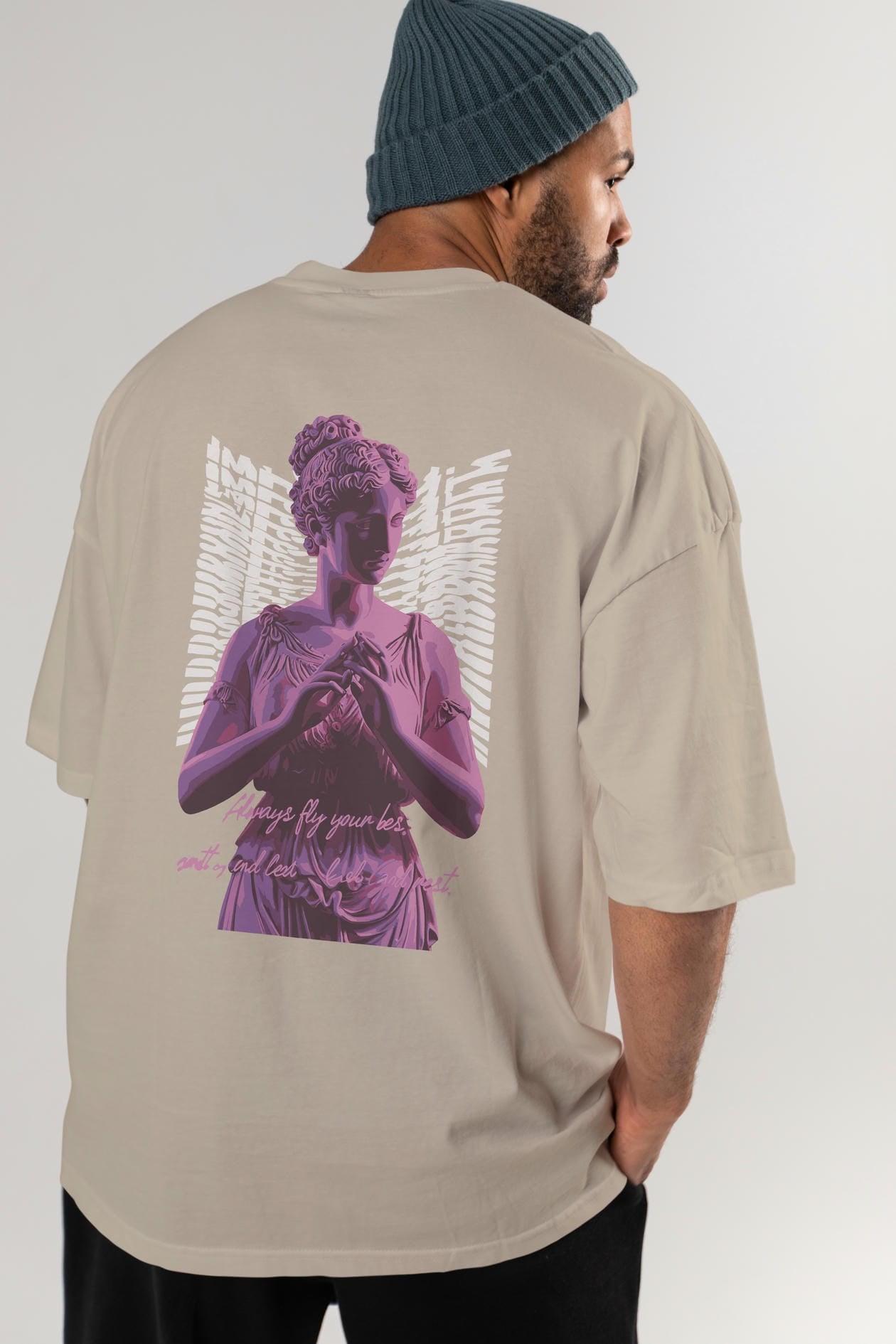 Always Fly Arka Baskılı Oversize t-shirt Erkek Kadın %100 Pamuk Bisiklet Yaka tişort