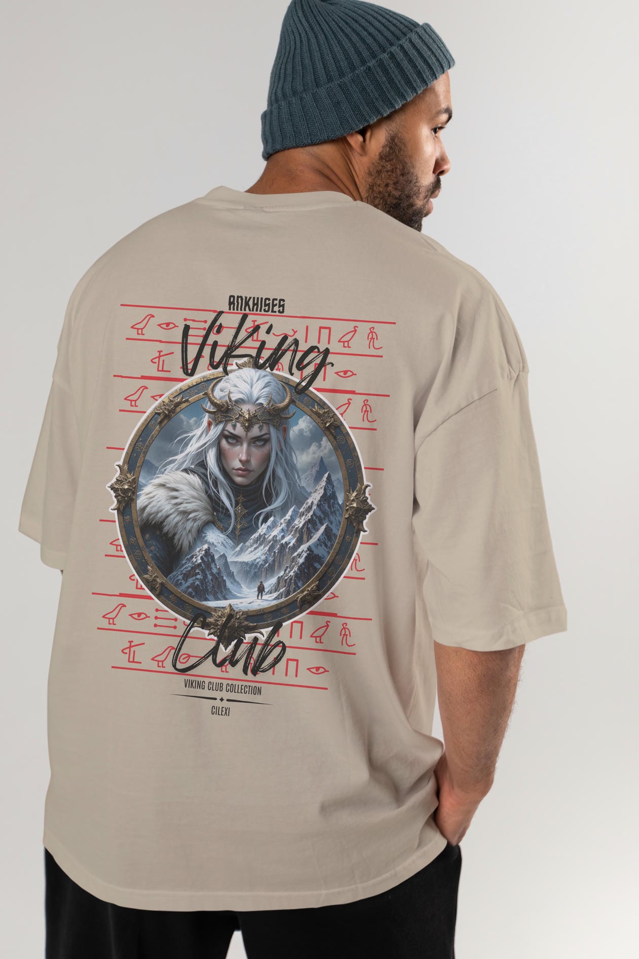 Viking Mitolojisi Serisi 19 Arka Baskılı Oversize t-shirt Erkek Kadın %100 Pamuk Bisiklet Yaka tişort