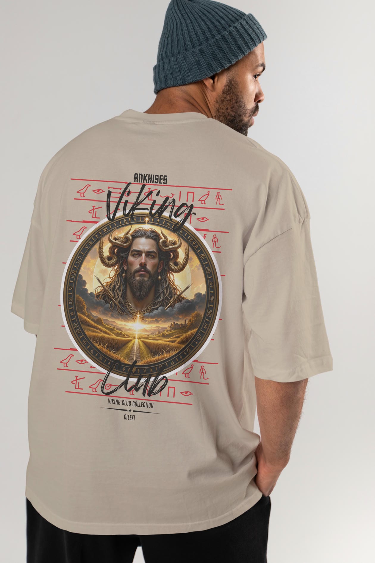 Viking Mitolojisi Serisi 3 Arka Baskılı Oversize t-shirt Erkek Kadın %100 Pamuk Bisiklet Yaka tişort