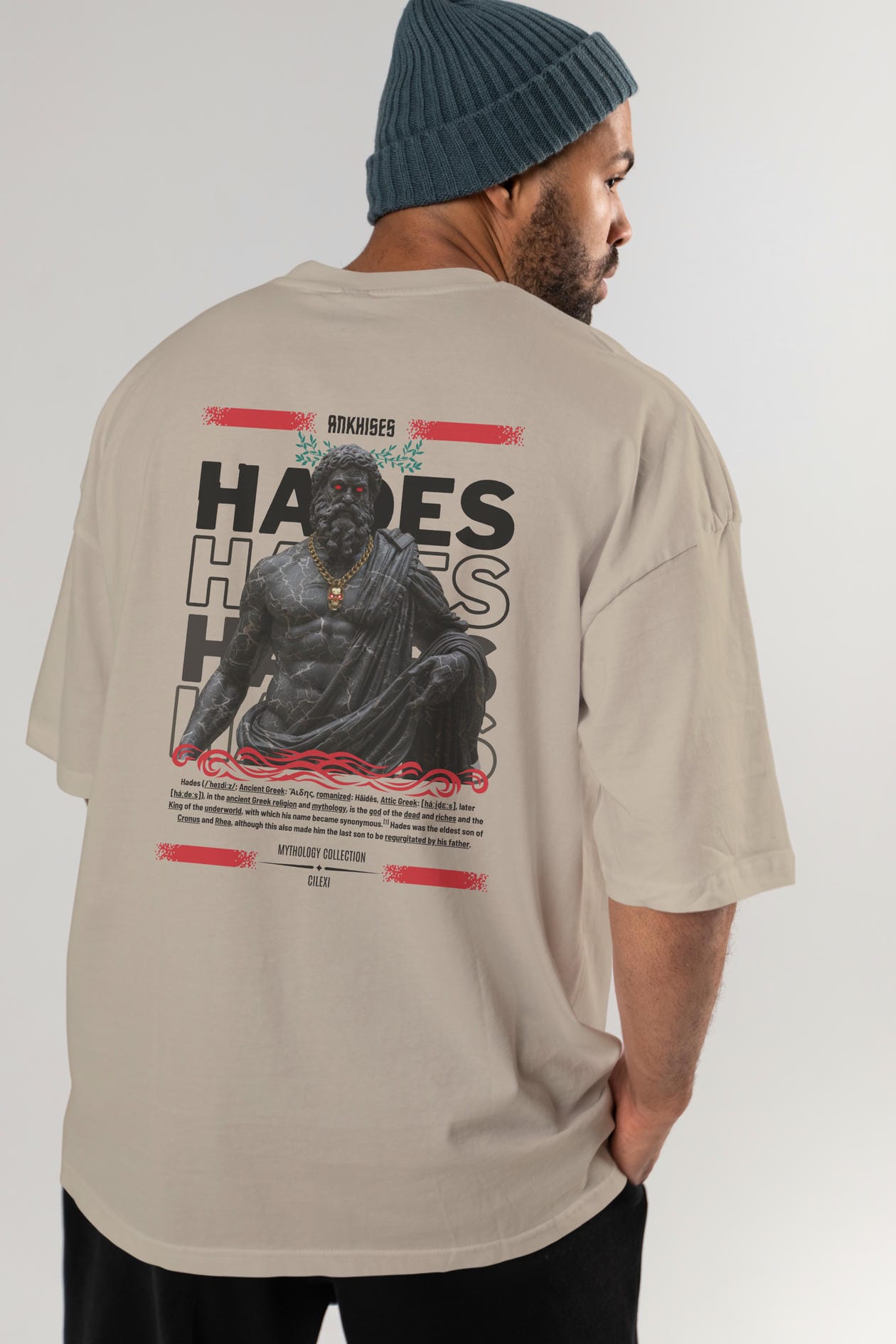 Hades 1 Arka Baskılı Oversize t-shirt Erkek Kadın %100 Pamuk Bisiklet Yaka tişort